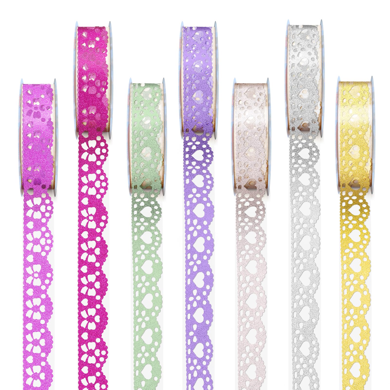 moinkerin 7 Rolls Glitter Tape Colorful Washi Tape Trimmings for DIY Arts and Crafts Card Making for Scrapbooking Decoration,1.8 * 100cm