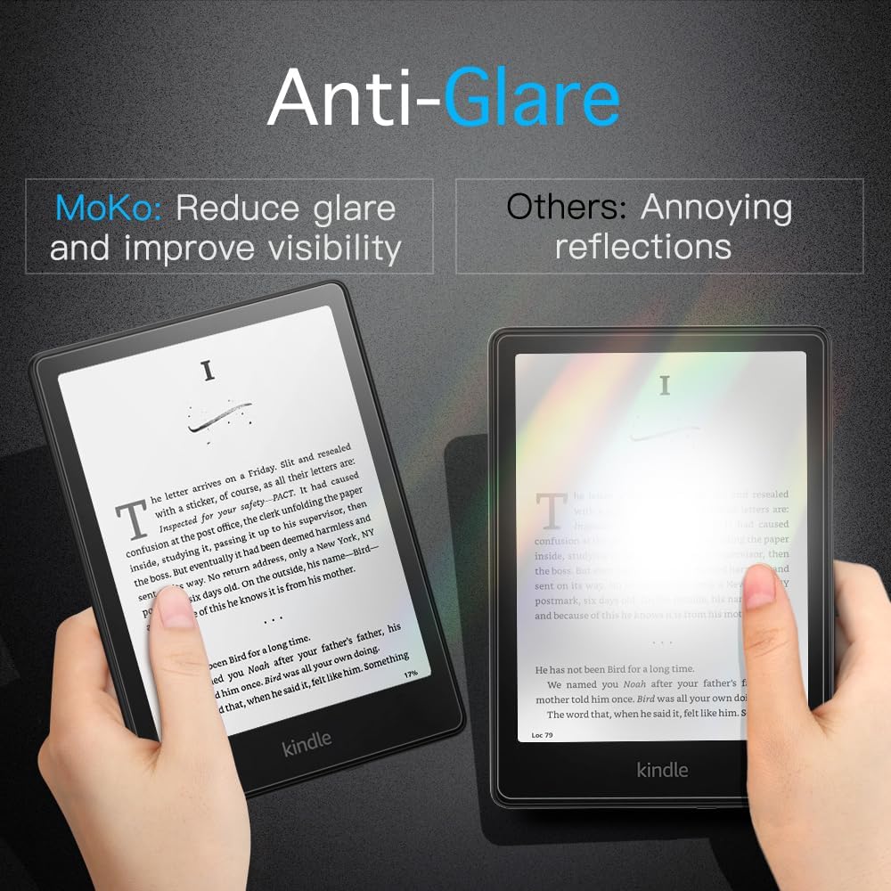 MoKo 3 Pieces Screen Protectors for Kindle Paperwhite 7" 12th Generation 2024 and Kindle Colorsoft Signature Edition, for Boox Go 7, Kobo Libra – Premium Matte PET Anti-Glare Screen Protector 3 Pack Anti-glare