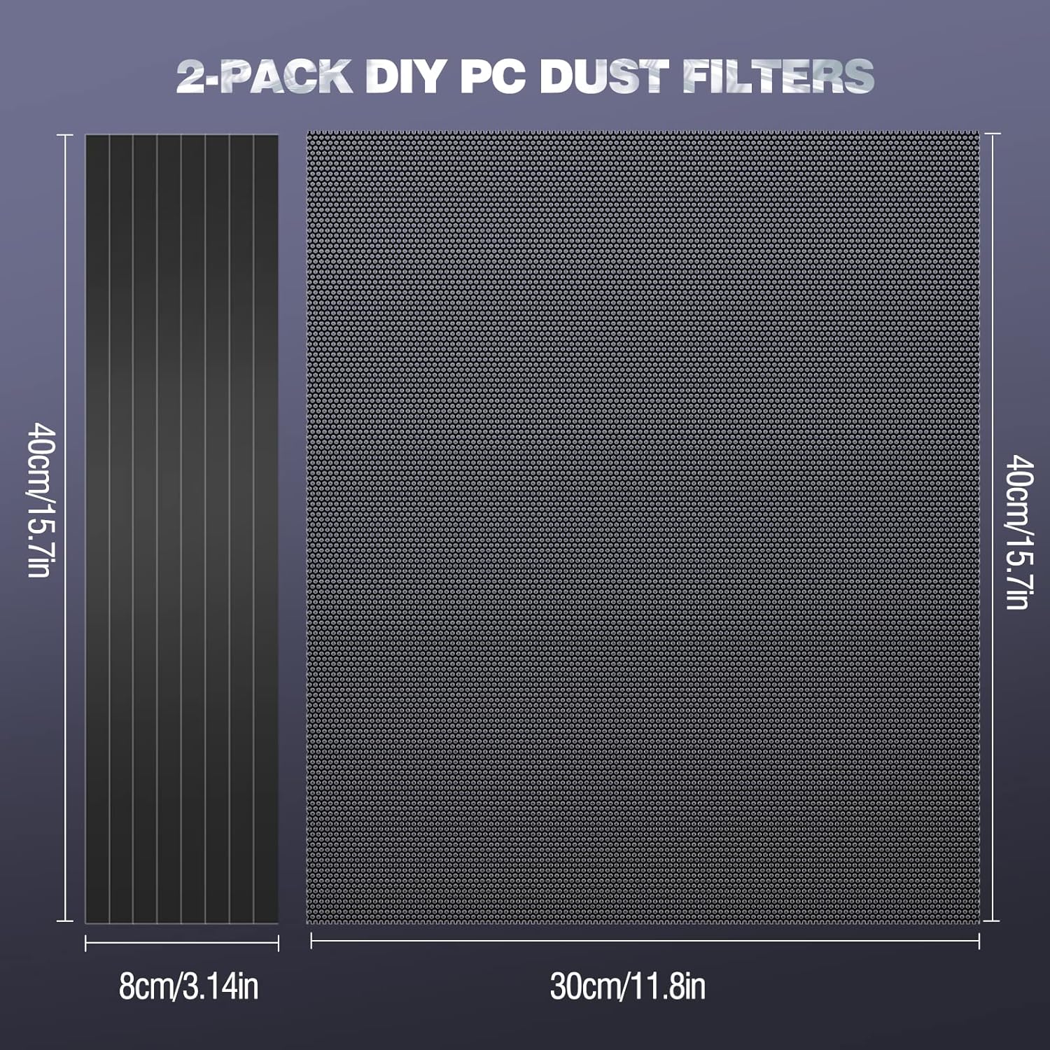 MoKo 400 x 300 mm DIY PC Mesh Dust Filter PVC Dustproof Magnetic Strip Dust Filter for Computer PC Black 2 Pack (400 x 300 mm)