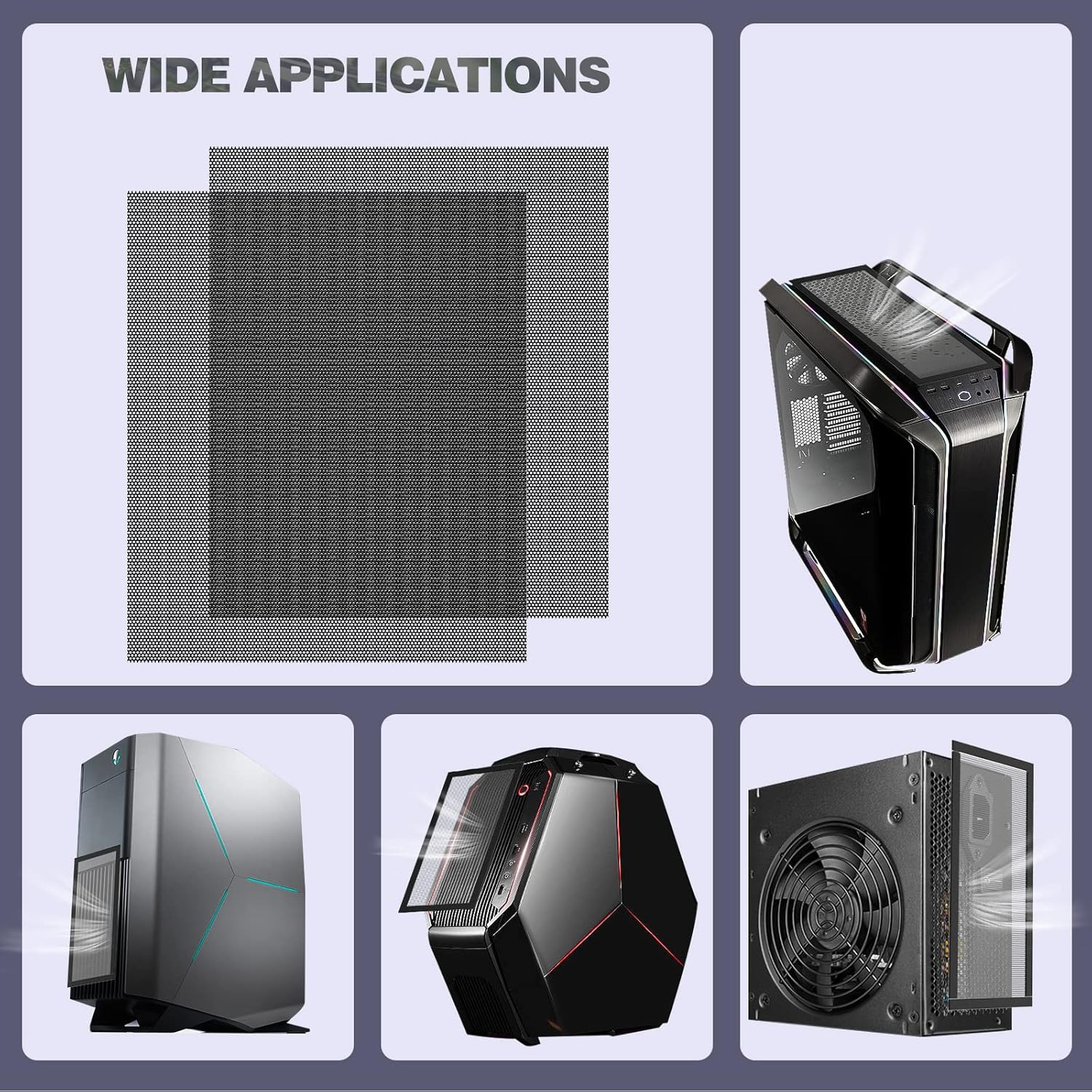 MoKo 400 x 300 mm DIY PC Mesh Dust Filter PVC Dustproof Magnetic Strip Dust Filter for Computer PC Black 2 Pack (400 x 300 mm)