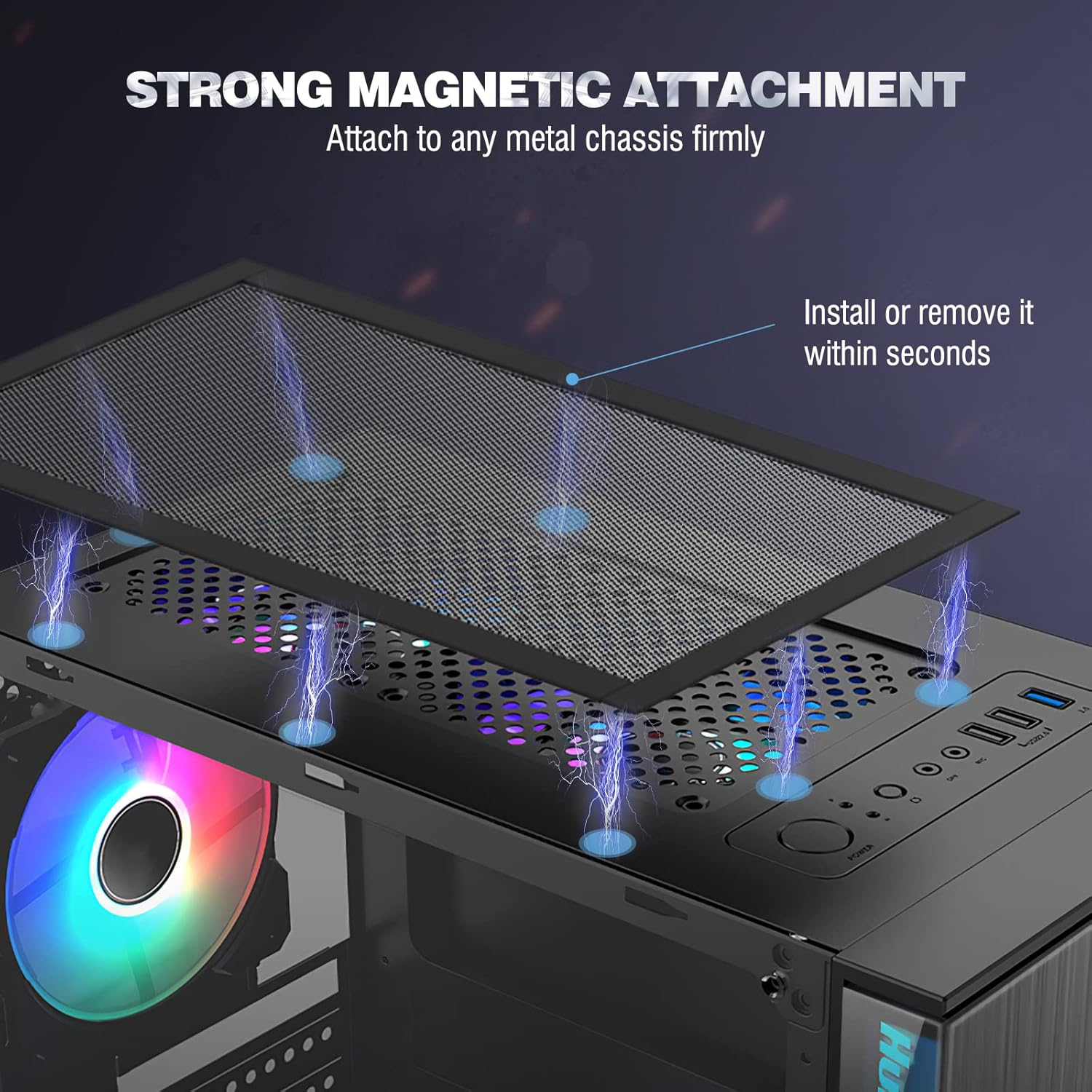 MoKo 400 x 300 mm DIY PC Mesh Dust Filter PVC Dustproof Magnetic Strip Dust Filter for Computer PC Black 2 Pack (400 x 300 mm)