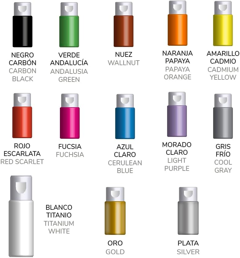 Nazca Colors Fabric Paint Starter Kit - Fabric Paint Set 10 Colors + Gold and Silver (30ml), 100ml White Jar, Black Fabric Marker, 4 Brushes, Toiletry Bag and Tote Bag