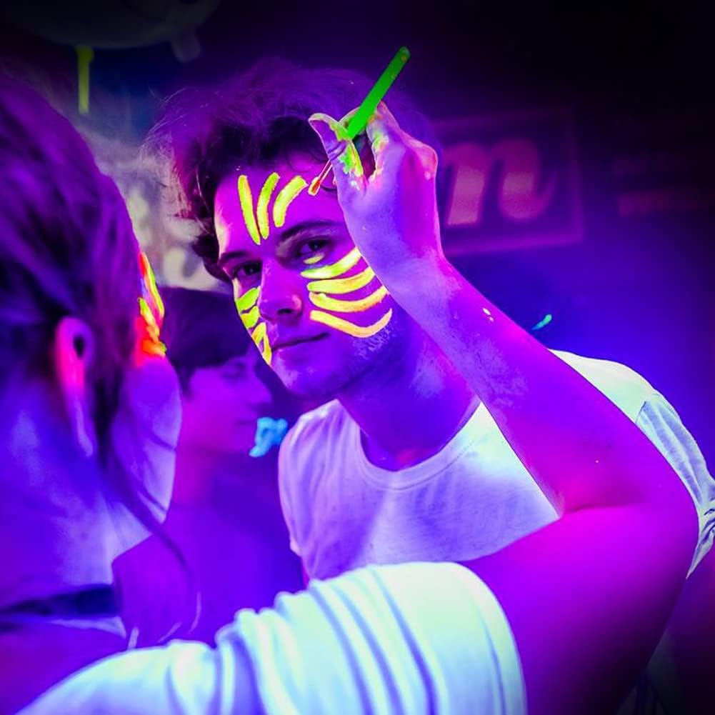 Neon Makeup, 8 Colors Fluo Body Paint Makeup with Stencil and Brushes, Color Body Paint UV Face Paint Kit Colors for Belly, Face Makeup Set for Halloween, Party, Carnival 8 pieces #uv