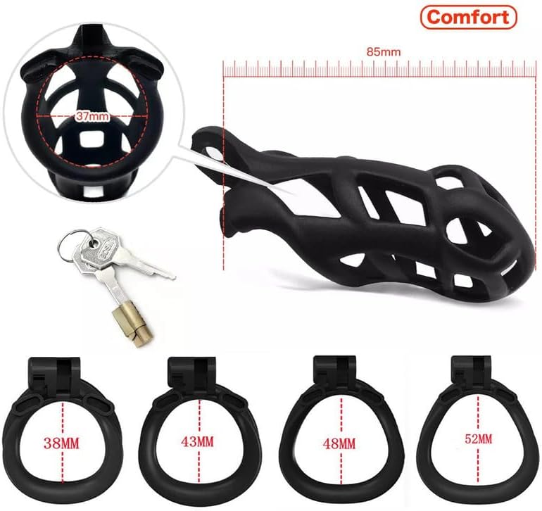 New L-Shaped Breathable Black Silicone Cage, Wearable, Gift for Couple - D11