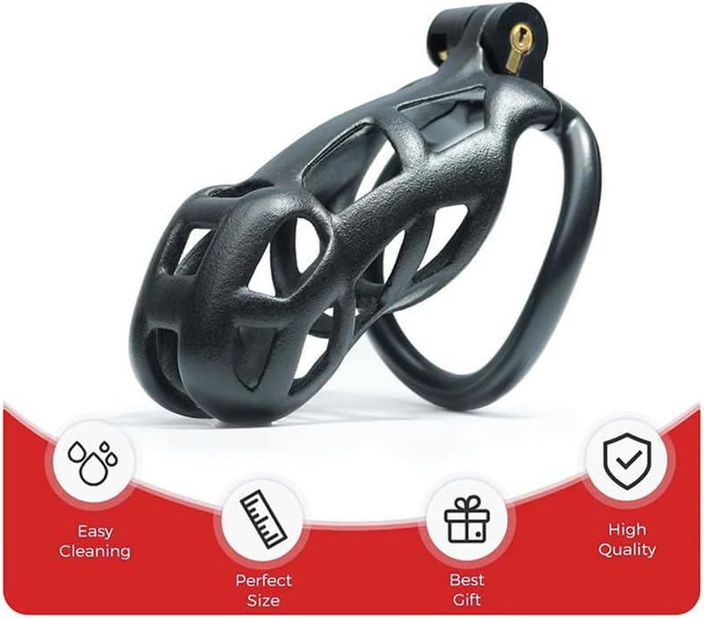 New L-Shaped Breathable Black Silicone Cage, Wearable, Gift for Couple - D11