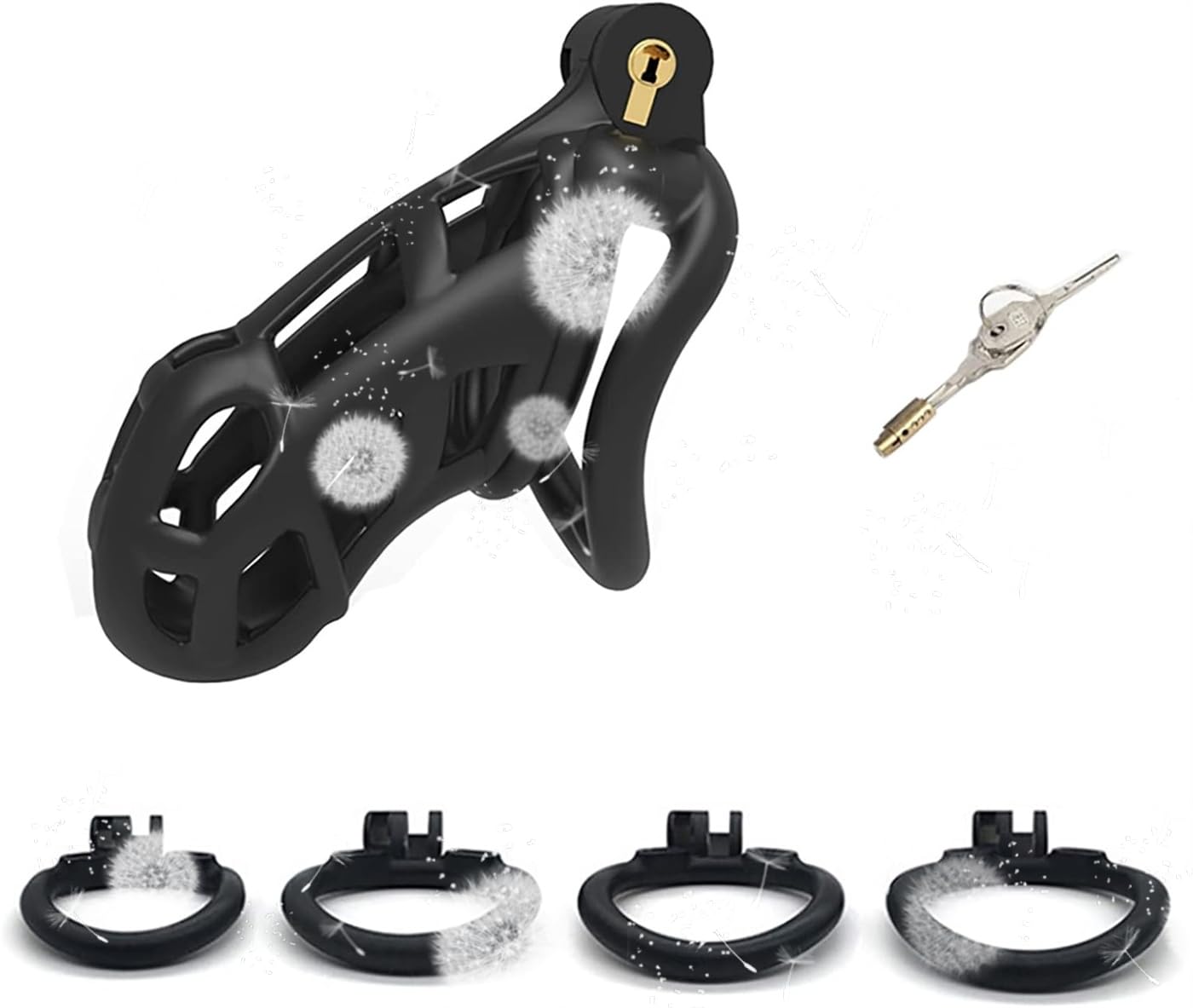 New L-Shaped Breathable Black Silicone Cage, Wearable, Gift for Couple - D11