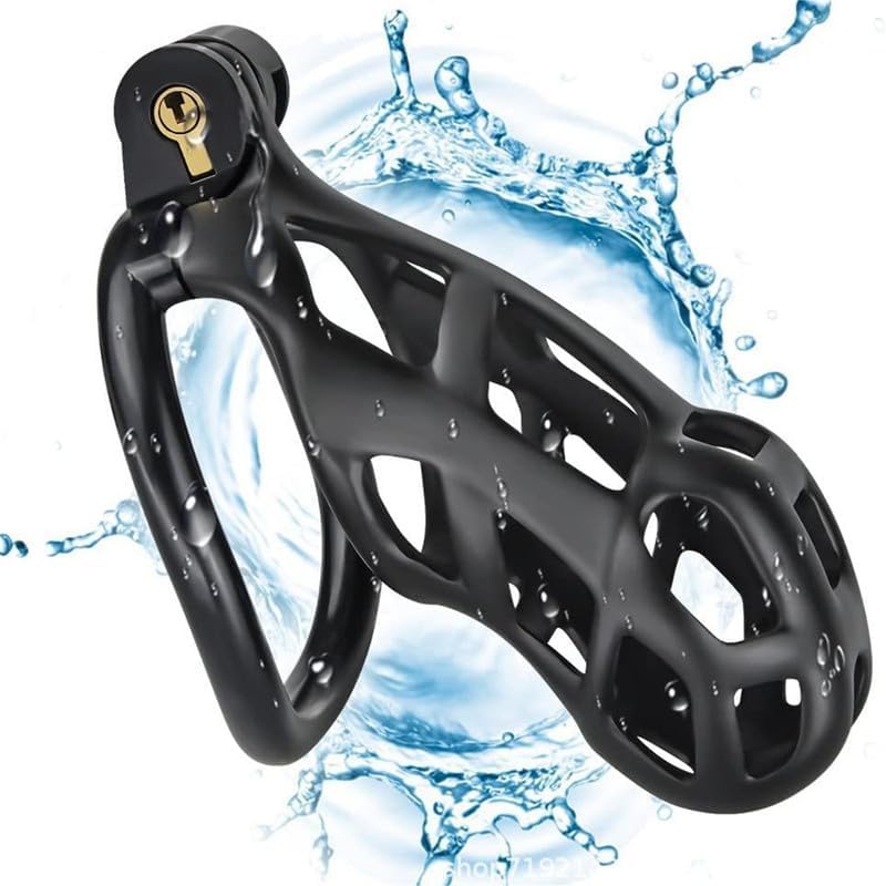 New L-Shaped Breathable Black Silicone Cage, Wearable, Gift for Couple - D11