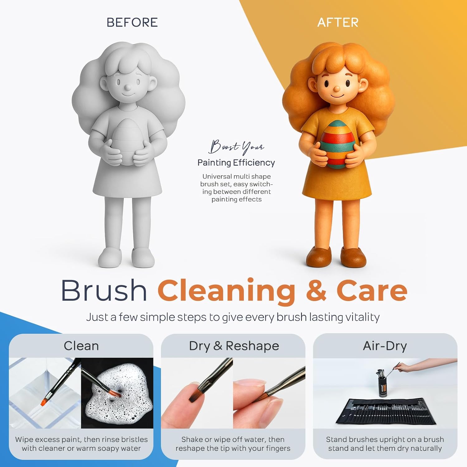 Nicpro 36 Pieces Paint Brushes, Professional Paint Brushes with Palette Knife and Cloth Roll, Suitable for Artists and Beginners for Acrylic Painting, Oil, Watercolor, Gouache Black