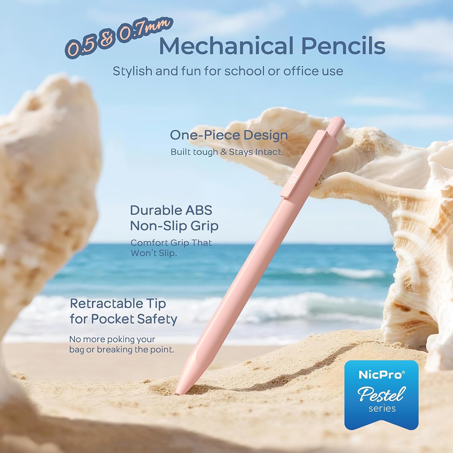 Nicpro 6 Pieces Pastel Mechanical Pencils 0.7 & 0.5 mm with Case, Cute Art Mechanical Pencils with 6 HB Lead Tubes, 3 Erasers, 9 Eraser Refills for Artist Students Kids Drawing Writing Sketching 0.5 mm + 0.7 mm