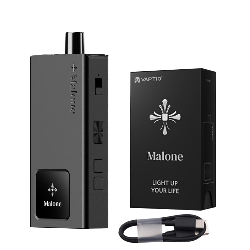 Original VAPTIO MALONE Pod Mod Electronic Cigarette Vape Kit 2000mAh 35W Starter Kit with 0.6ohm Resistance 5.0ml Pod Vape Kit No E-Liquid No Nicotine (black)