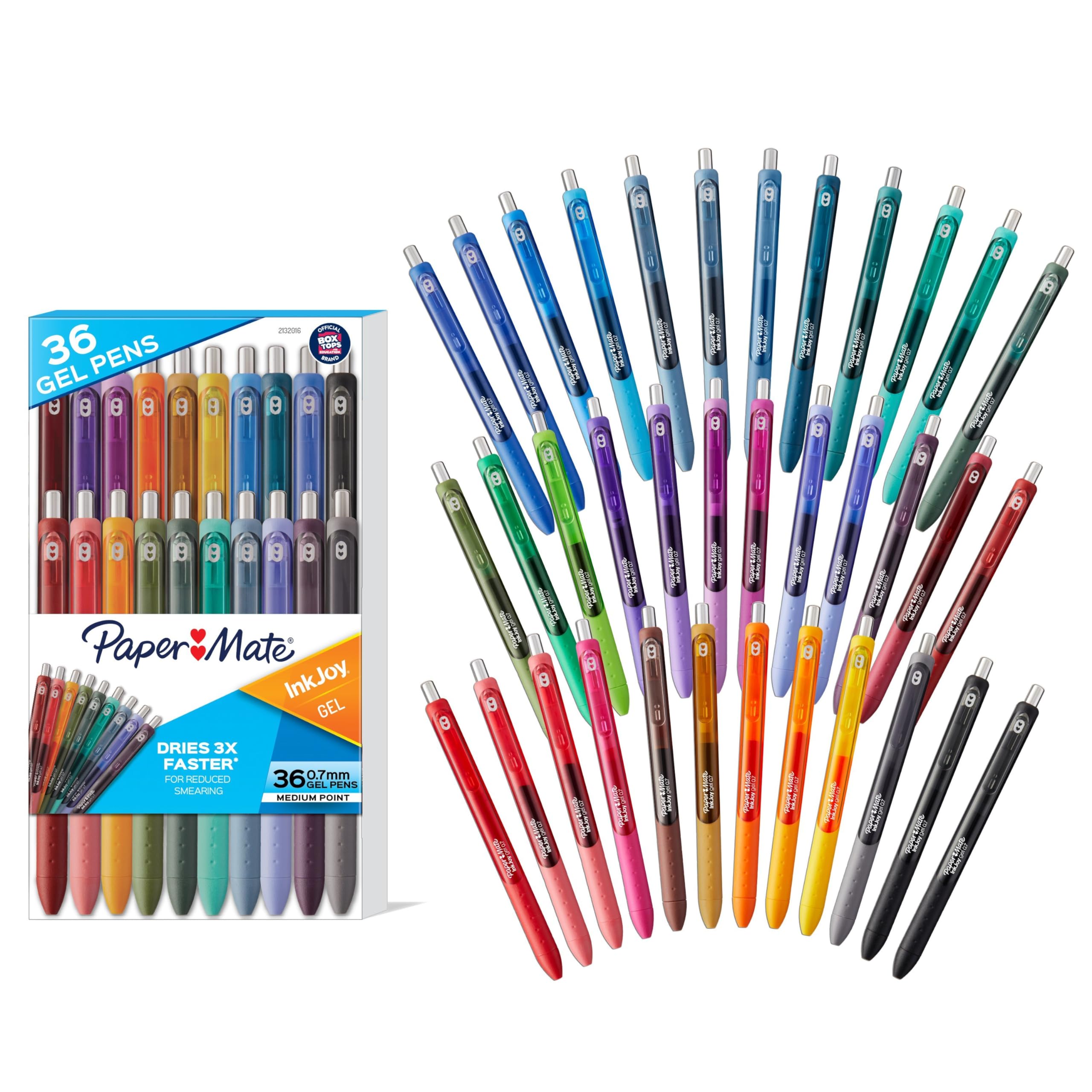 Paper Mate InkJoy Gel Pens, Medium Tip (0.7 mm), Assorted Colors, 36 Pieces