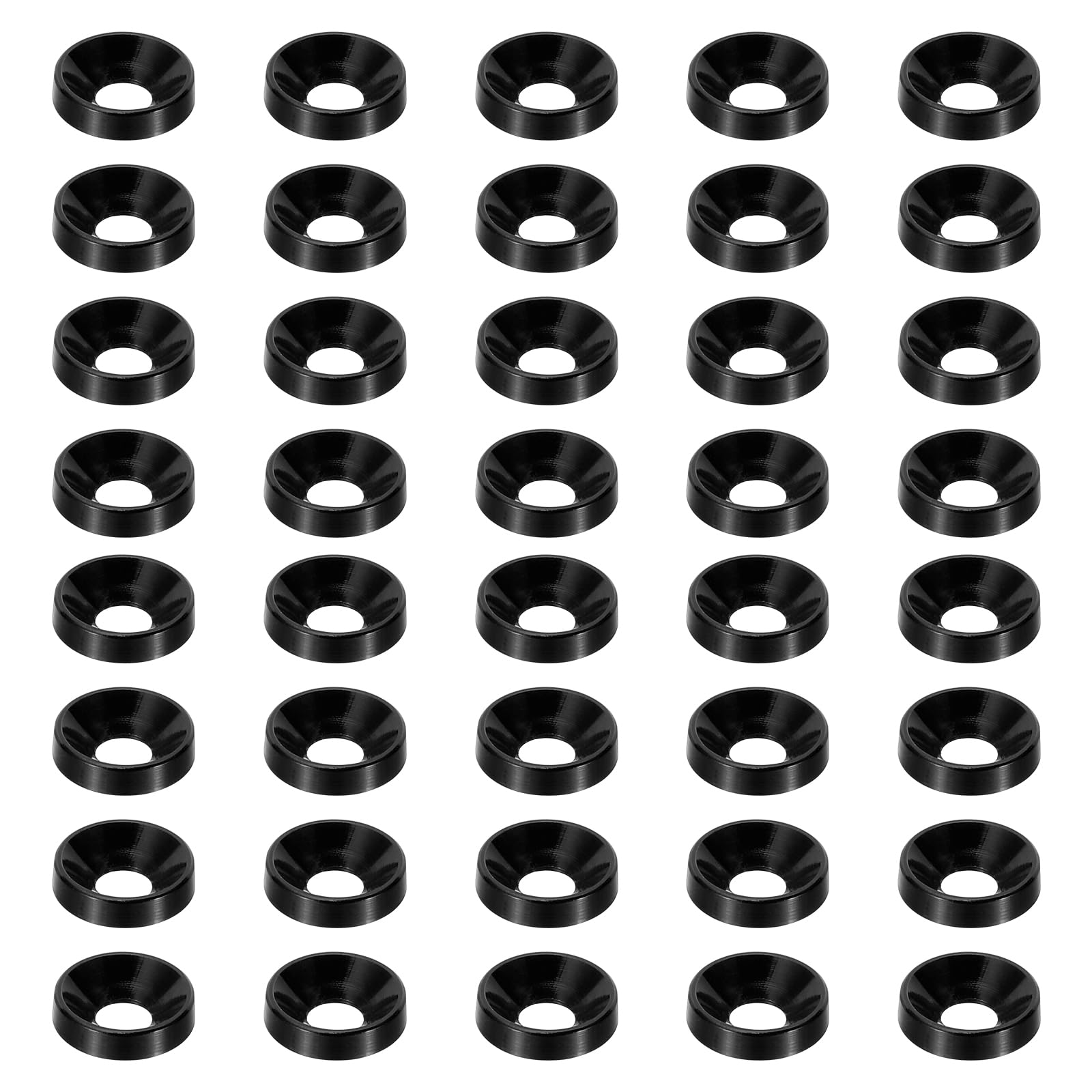 PATIKIL M3 Countersunk Finish Washer, 40pcs Flat Head Washer in Anodized Aluminum Alloy for Screws Bolts Mechanical Accessories DIY Models, Black