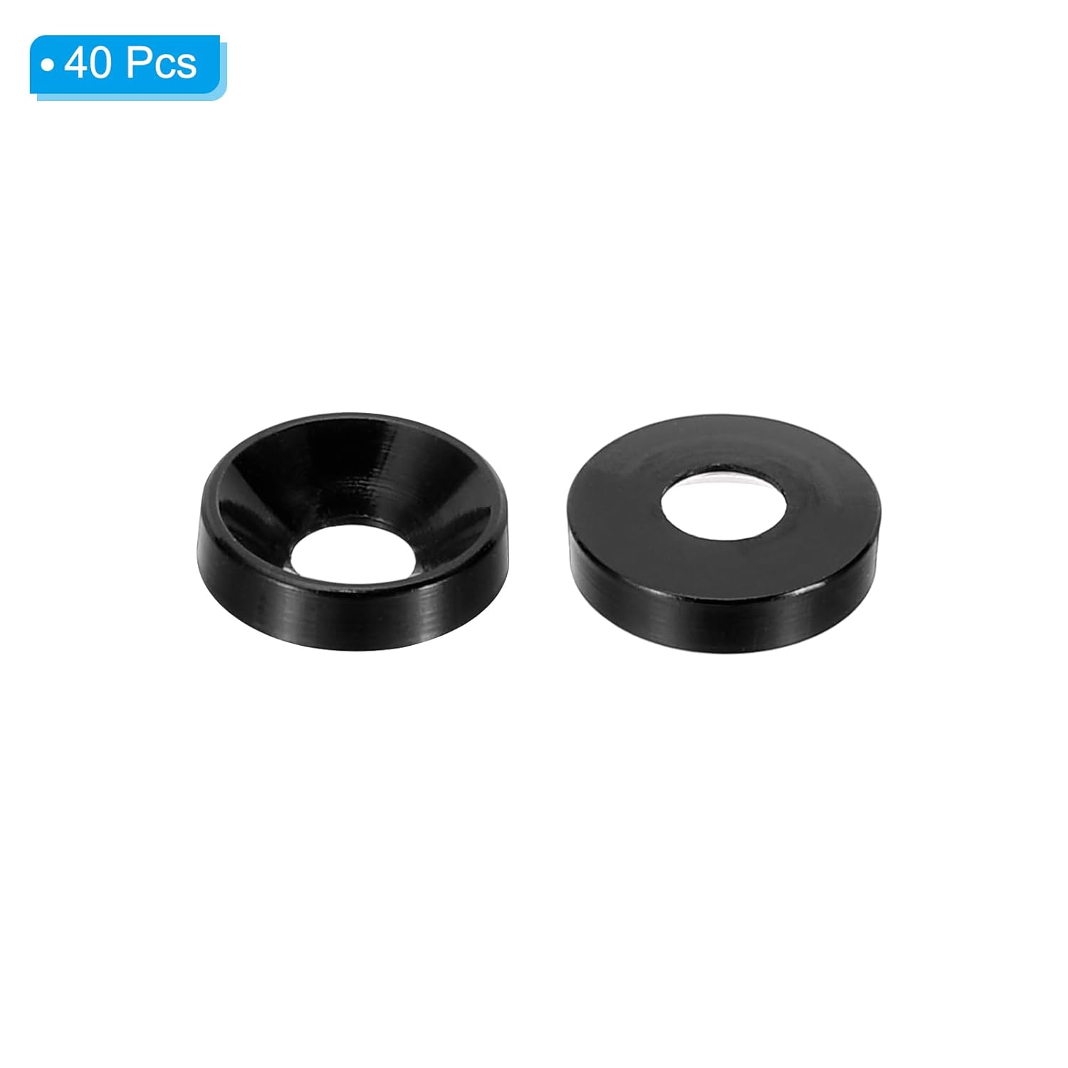 PATIKIL M3 Countersunk Finish Washer, 40pcs Flat Head Washer in Anodized Aluminum Alloy for Screws Bolts Mechanical Accessories DIY Models, Black