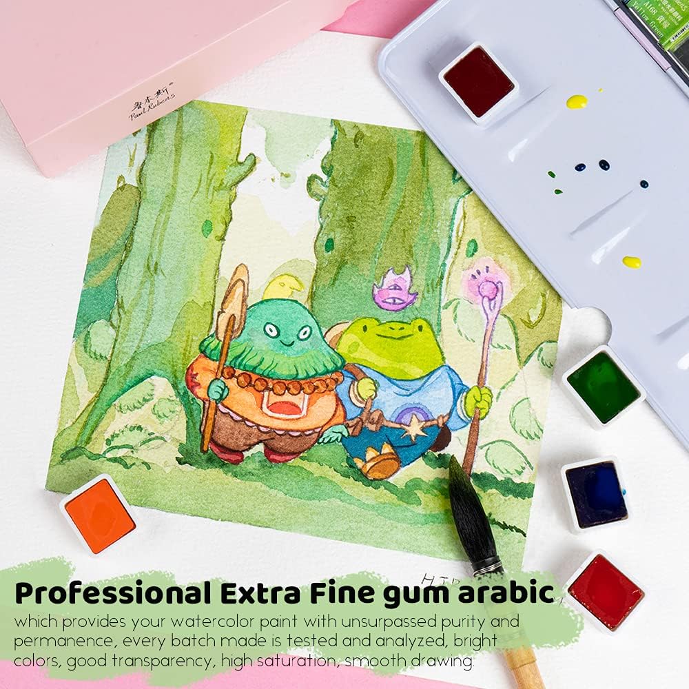 Paul Rubens 48 Professional Watercolor Colors Set Portable Metal Case with Pallet, for Artists, Masters, Students, Children, Beginners Cadmium Yellow