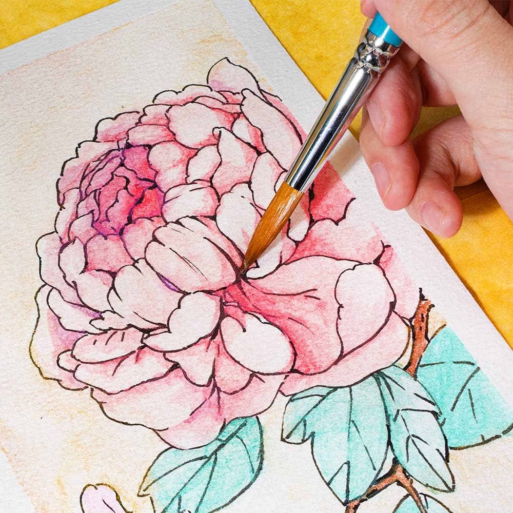 Paul Rubens Watercolor Paints, Solid Colors Glitter for Artist - Portable Pink Metal Case with Palette - 24 Colors Set 24 Pearl Colors