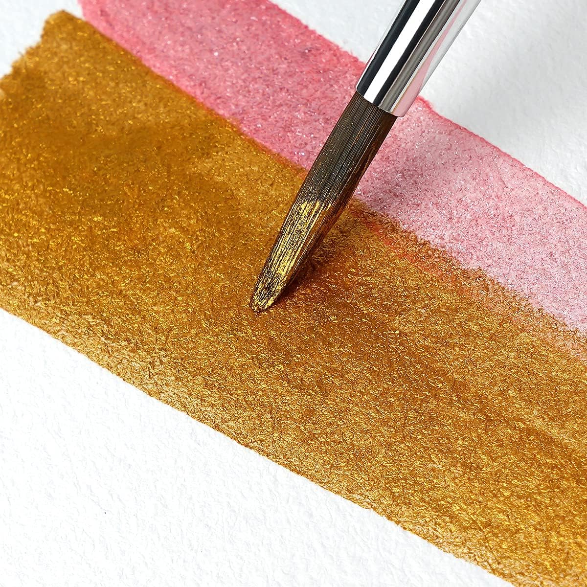 Paul Rubens Watercolor Paints, Solid Colors Glitter for Artist - Portable Pink Metal Case with Palette - 24 Colors Set 24 Pearl Colors