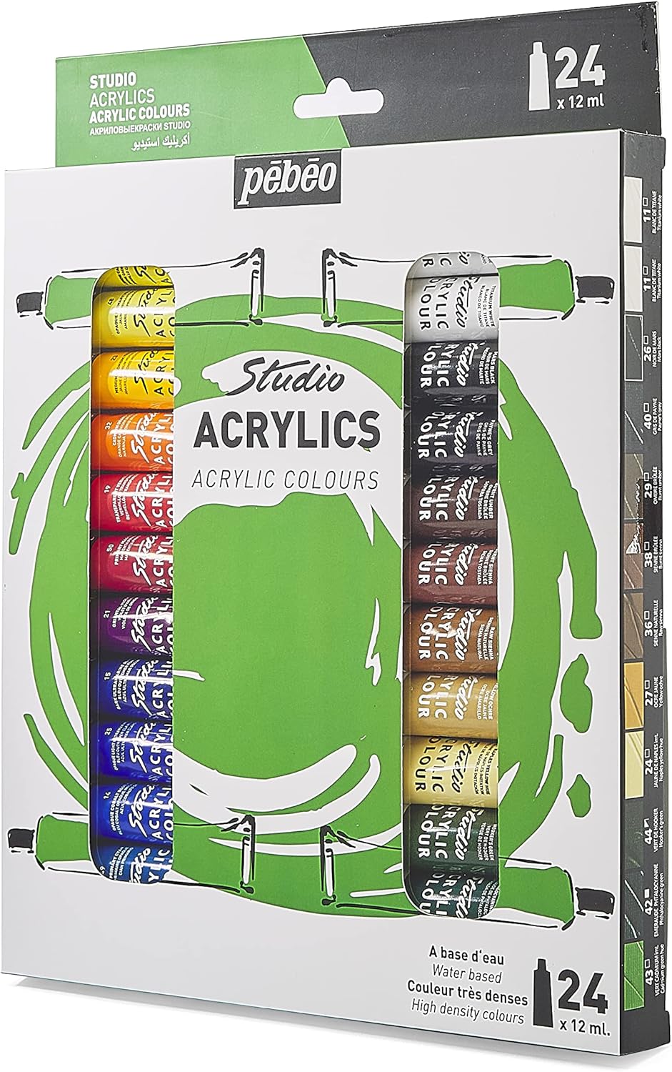 PEBEO - Studio Acrylics - Professional Quality Acrylic Paint Set 12ml (Pack of 24)