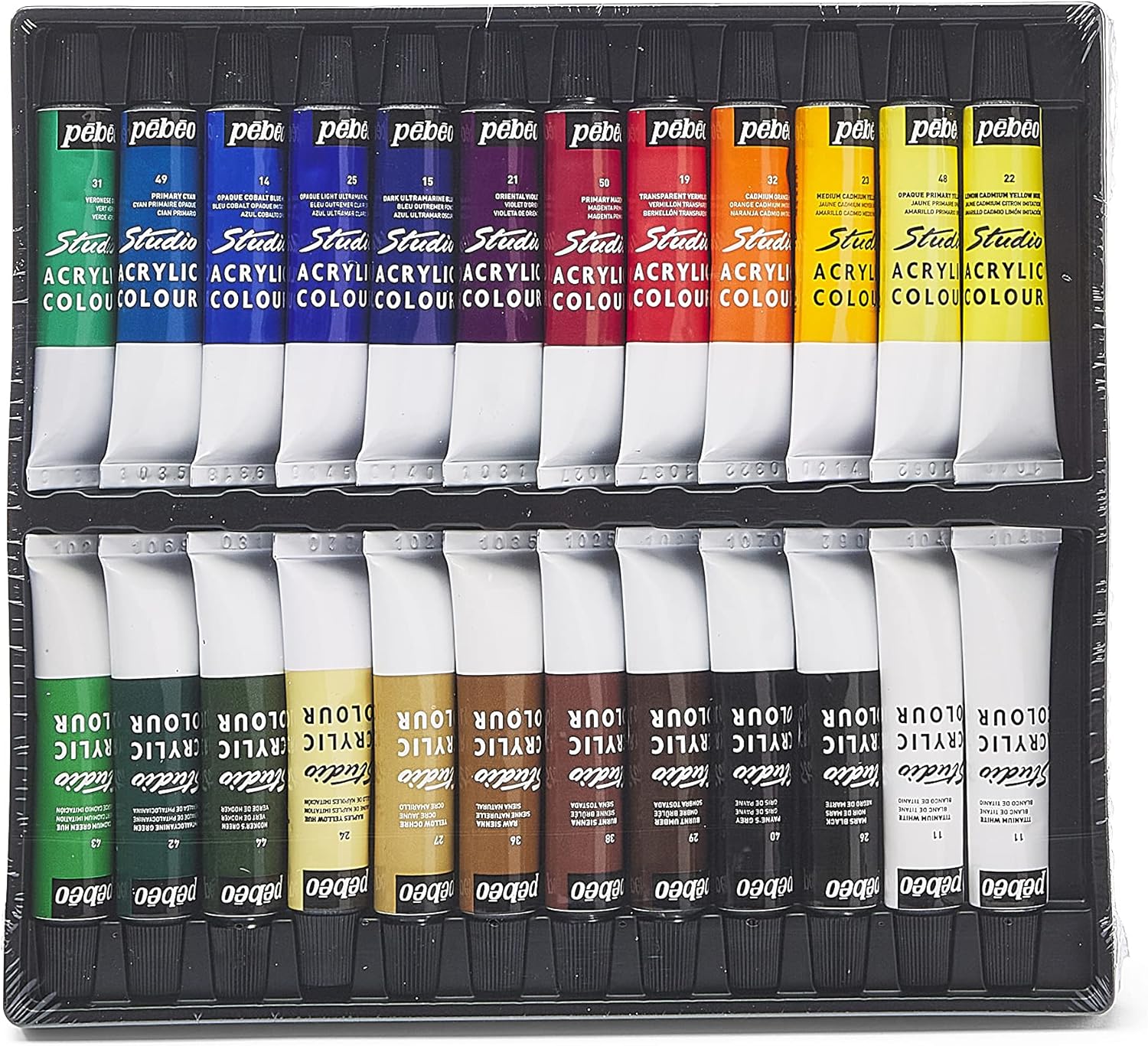 PEBEO - Studio Acrylics - Professional Quality Acrylic Paint Set 12ml (Pack of 24)