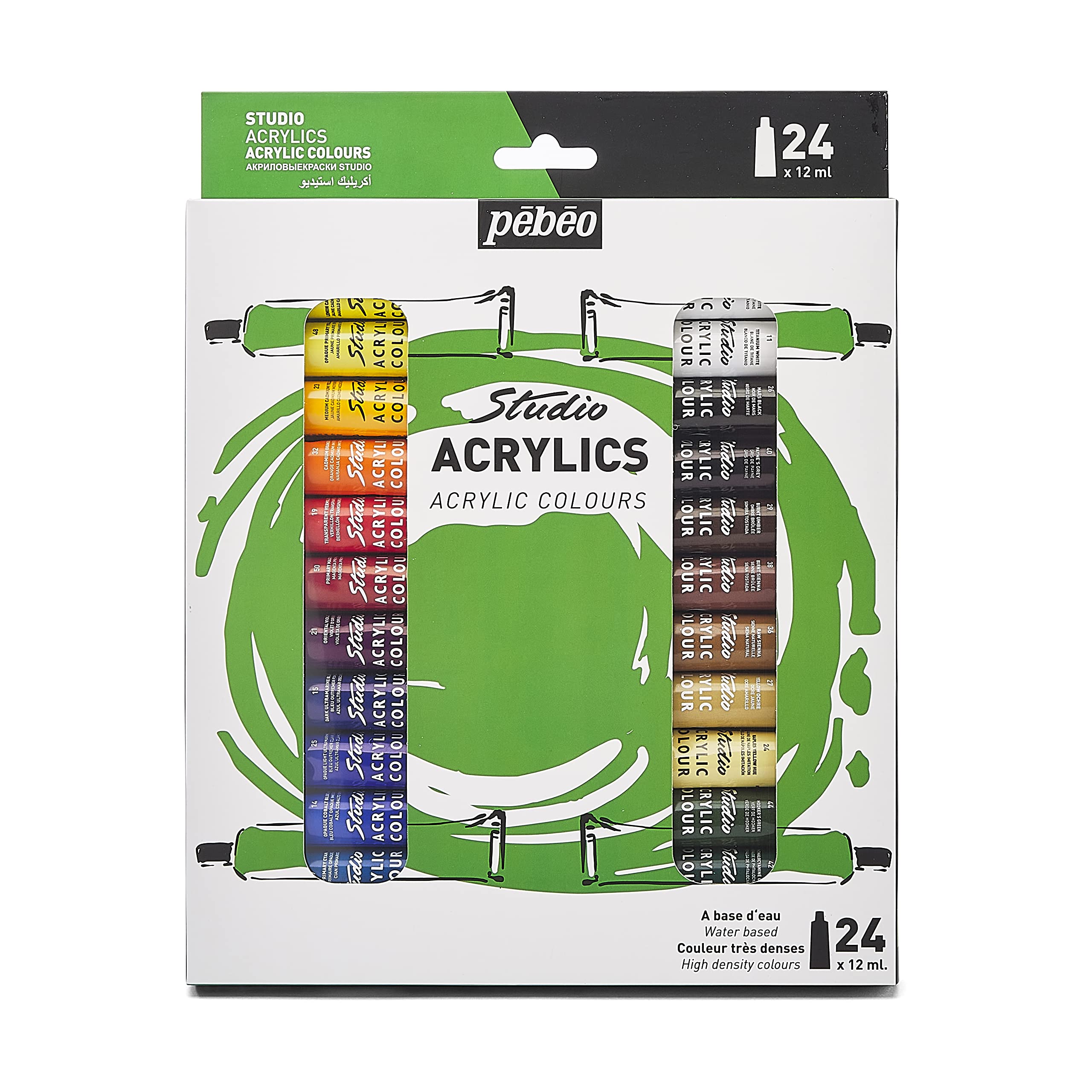 PEBEO - Studio Acrylics - Professional Quality Acrylic Paint Set 12ml (Pack of 24)