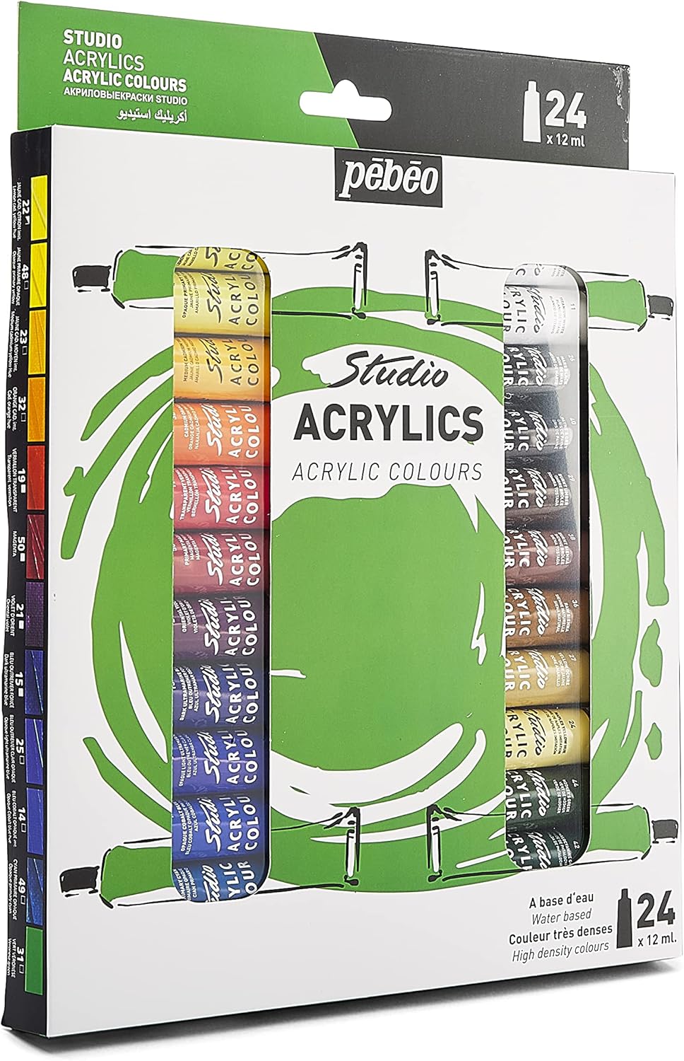 PEBEO - Studio Acrylics - Professional Quality Acrylic Paint Set 12ml (Pack of 24)