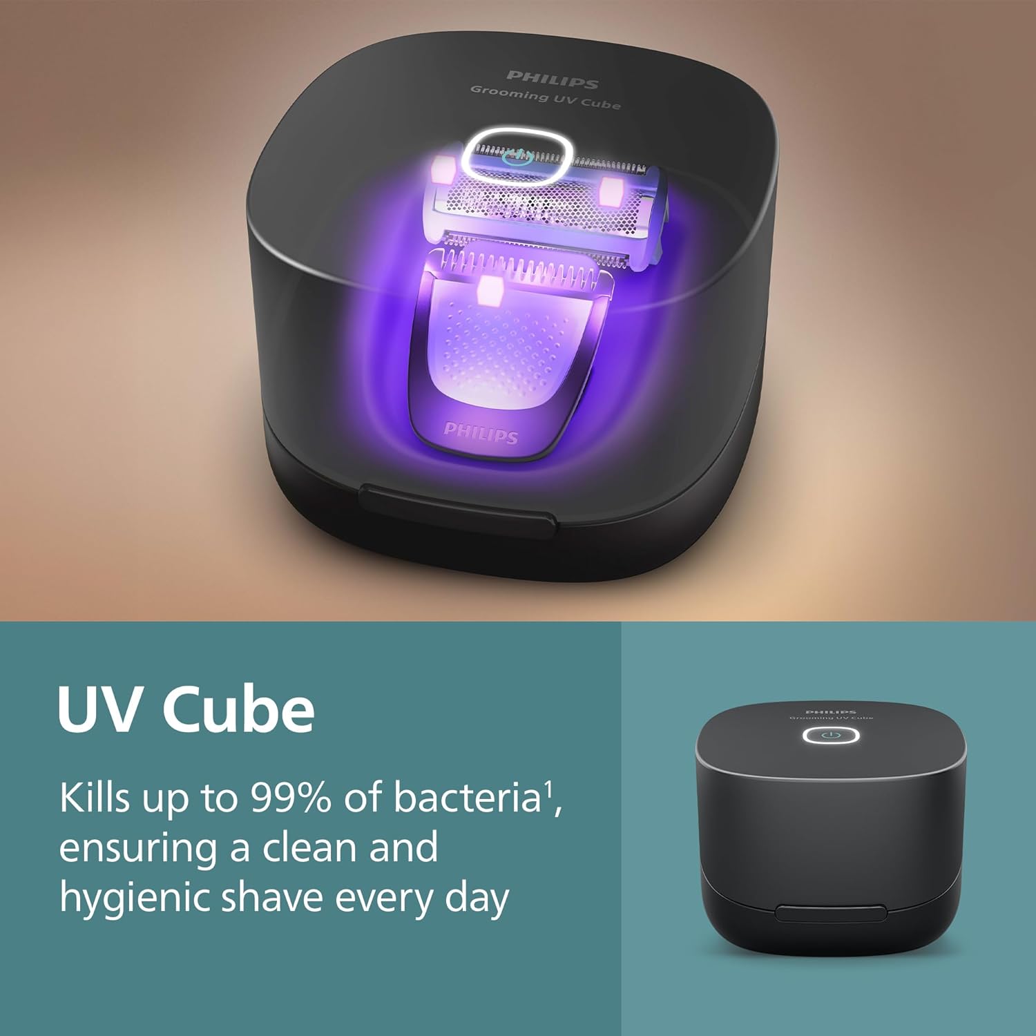 Philips Norelco Body Groomer 9000 Series, Intimate Trimmer for Bi-directional Use & Waterproof Wet Dry Body Shaver System with Foldable Back Attachment & UV Cube Cleaner, BG9485/50 Black BG9485/50 + 13 Accessories