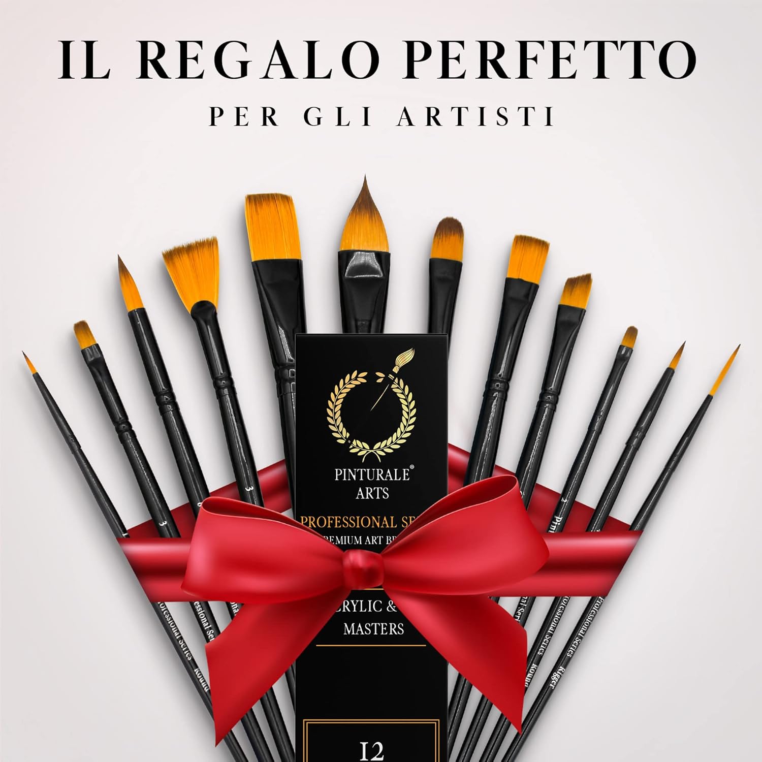 Pinturale 12 Acrylic Brushes | Acrylic & Oil Masters | Set of 12 Professional Paint Brushes | Oil Paint Brushes, Professional Paint Brush Set