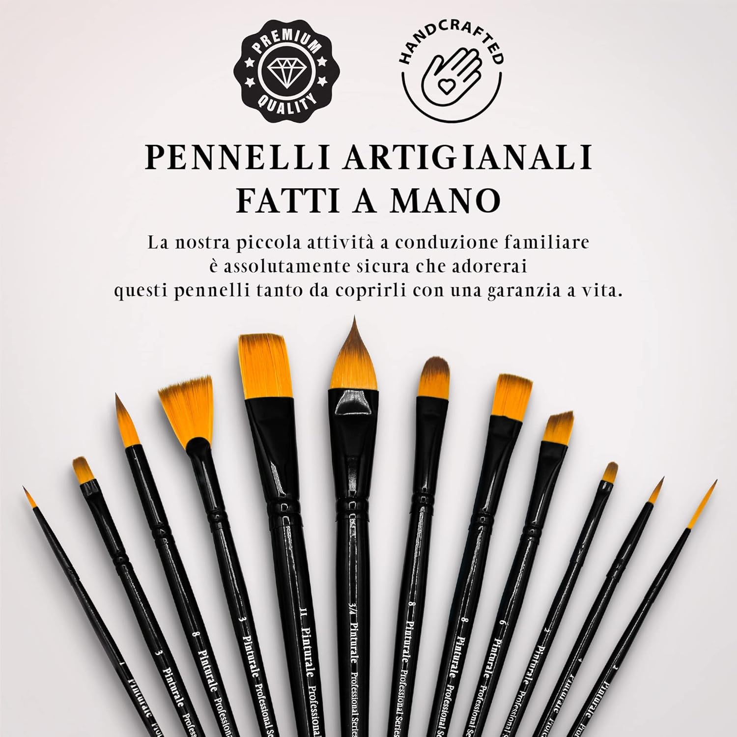 Pinturale 12 Acrylic Brushes | Acrylic & Oil Masters | Set of 12 Professional Paint Brushes | Oil Paint Brushes, Professional Paint Brush Set