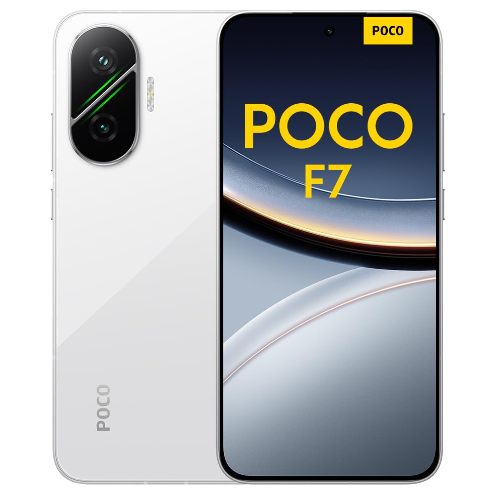 POCO F7 smartphone, 12+512GB, White, Flagship Snapdragon 8s Gen 4, 6500mAh battery, 50MP Sony camera with OIS, 6.8 inch 1.5K 120Hz AMOLED display (power adapter included) 12+512GB white