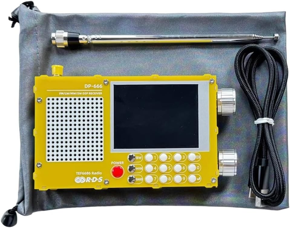 Portable Shortwave Radio, DP-666 TEF6686 Digital FM AM LW to MW SW Radio Receiver with RDS Display, 2.8 inch Touch Screen (Black)