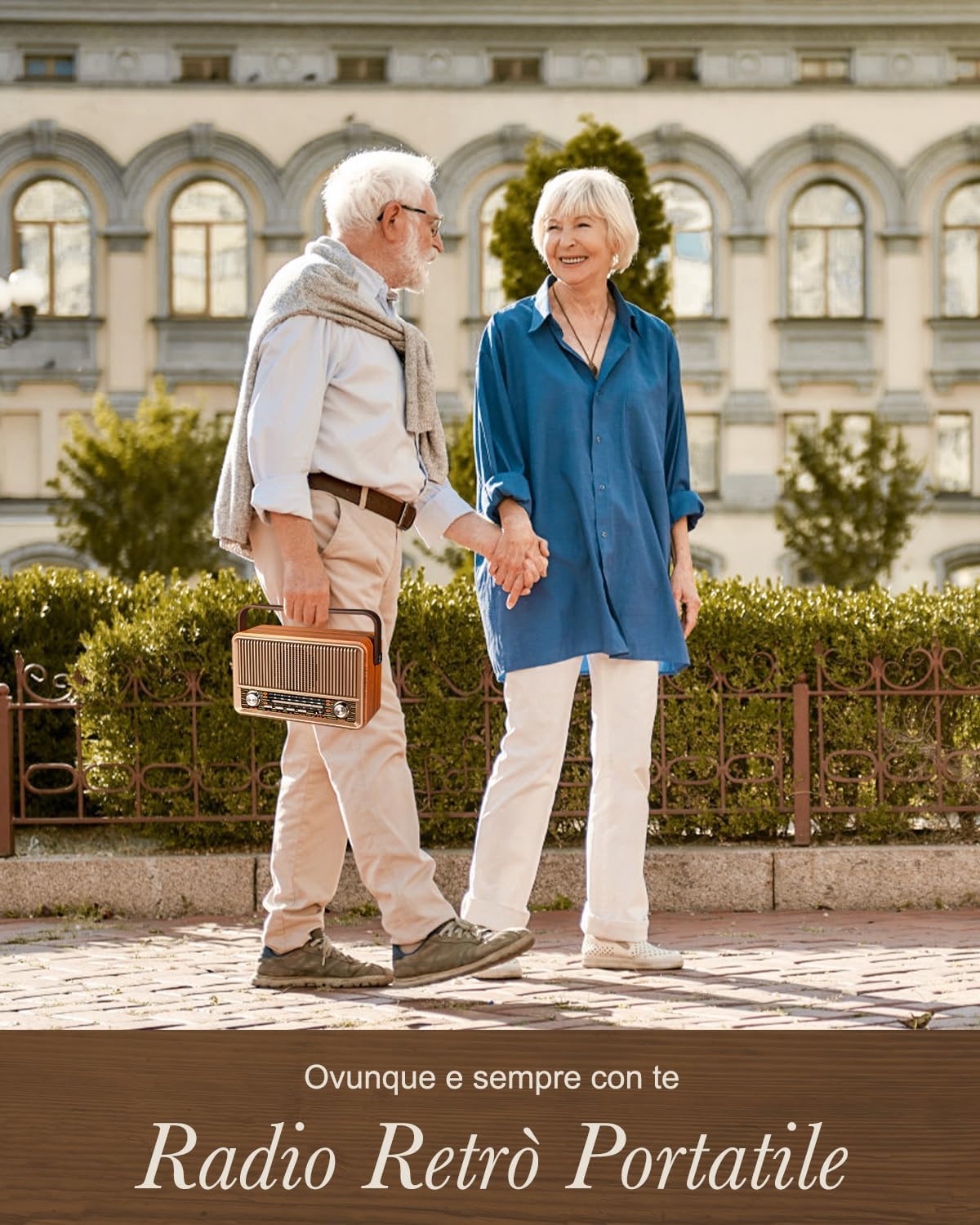 PRUNUS J-120 Vintage Wooden FM/AM/SW Portable Radio, Retro Bluetooth Speaker, Portable Radio with Enhanced 1800 mAh Rechargeable Battery, AC Power Available, Supports TF/USB/AUX. Gold