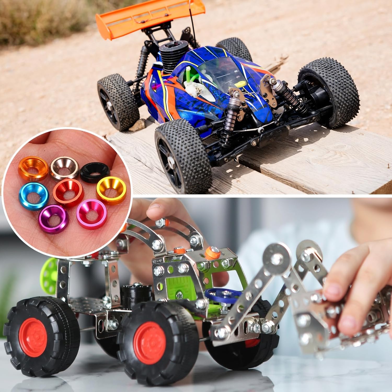 QUARKZMAN 60pcs M3 Countersunk Washers, Anodized Aluminum Alloy 8mm/0.31", Seals for RC/FPV/PC/Drone/Mechanical Accessories Model Part Screws, Black