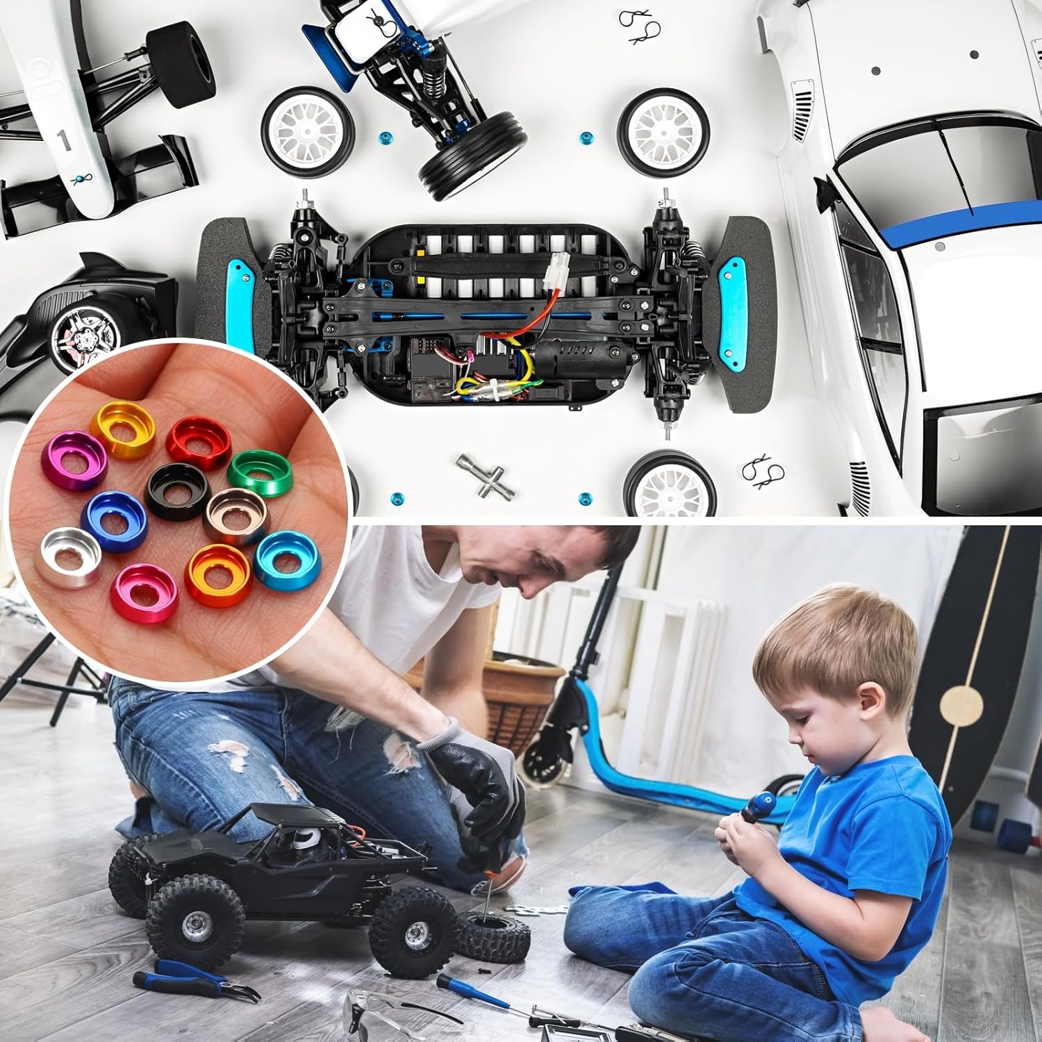 QUARKZMAN M3 Countersunk Conical Washers, Hole Diameter 3mm/0.12", Aluminum Seals Washer Cup Head Screw Rc/Fpv/Pc/Drone/Mechanical Accessories Model Parts, 20 Pcs (Purple)