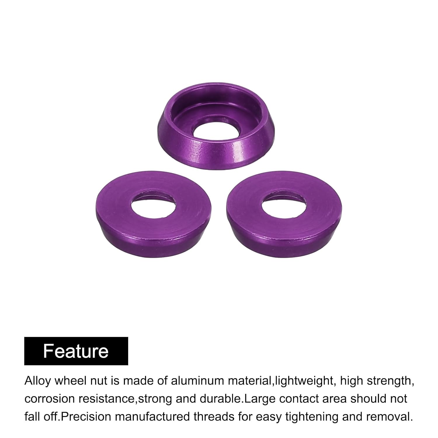 QUARKZMAN M3 Countersunk Conical Washers, Hole Diameter 3mm/0.12", Aluminum Seals Washer Cup Head Screw Rc/Fpv/Pc/Drone/Mechanical Accessories Model Parts, 20 Pcs (Purple)
