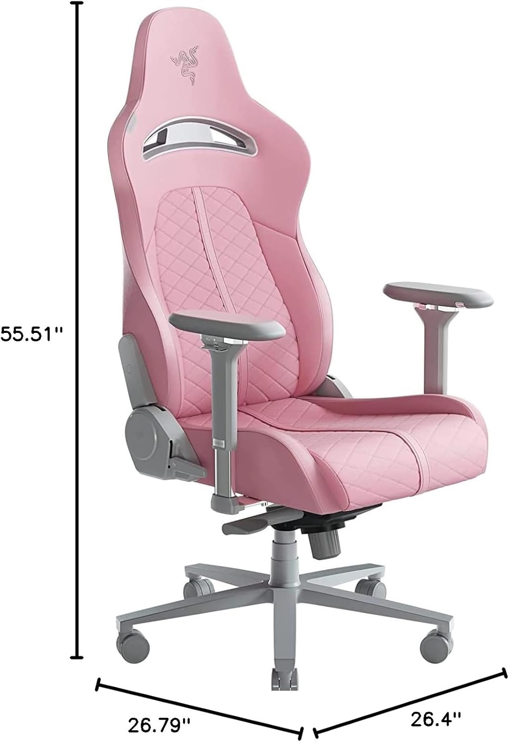 Razer Enki Gaming Chair: All-Day Comfort - Built-in Lumbar Arch - Optimized Cushion Density - Dual-Textured, Eco-Friendly Synthetic Leather - Reactive Seat Tilt & 152-Degree Recline - Pink Quartz