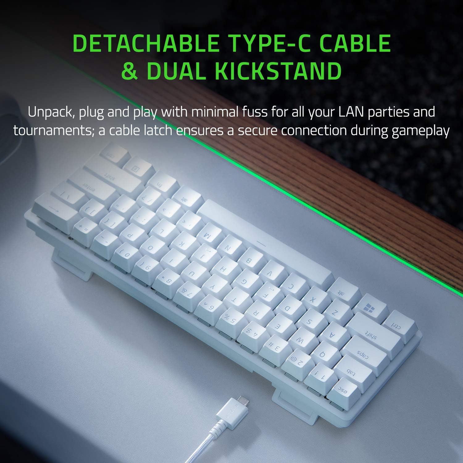 Razer Huntsman Mini 60 Percent Wired Optical Clicky Switch Gaming Keyboard with Chroma RGB Backlighting, PBT Keycaps, Mechanical Keyboards for PC Gaming Computer, Mercury White (Renewed)