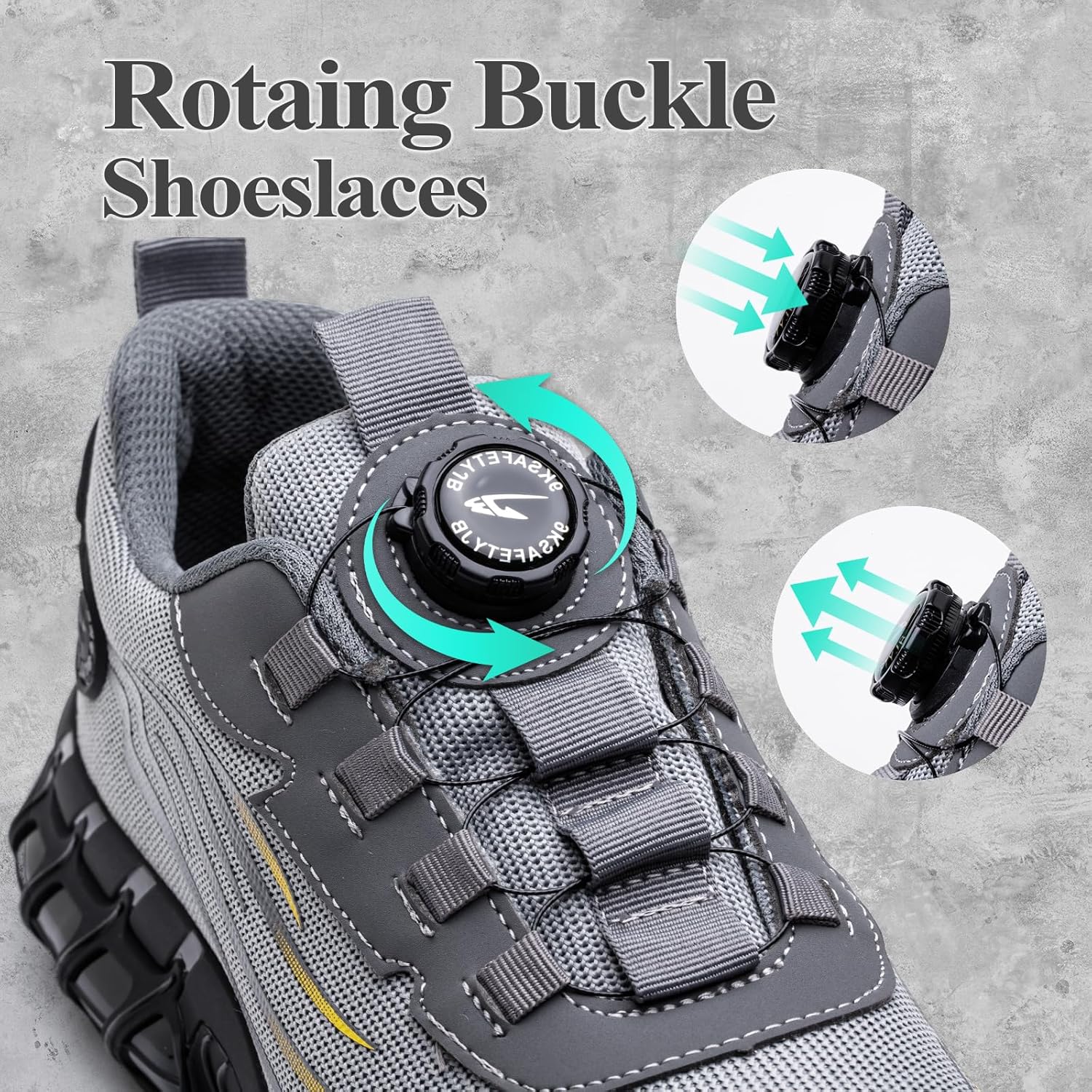 Safety Shoes Men Women Lightweight Breathable Non-Slip Sneakers Safety Shoes with Steel Toe Quick Adjustment of Laces 36-46 EU 42 EU Gray 266