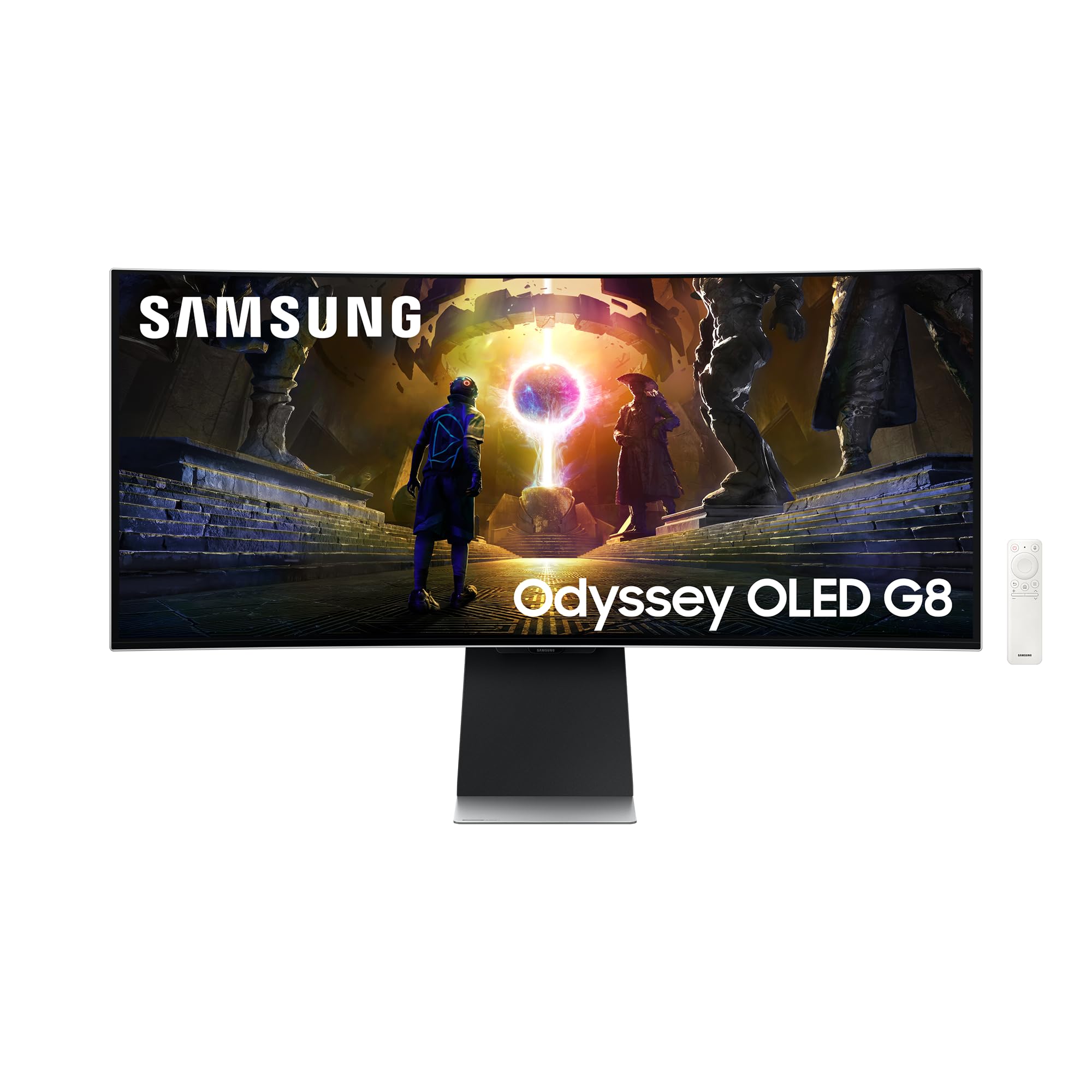 Samsung Gaming Monitor Odyssey OLED G8 (S34DG850), Curved (1800R), 34'', 3440x1440 (WQHD), 21:9, HDR10+, QD-OLED Glare Free, 175Hz, 0.03ms (GtG), G-Sync compatibility, HDMI, USB, DP, WiFi, Speakers, HAS