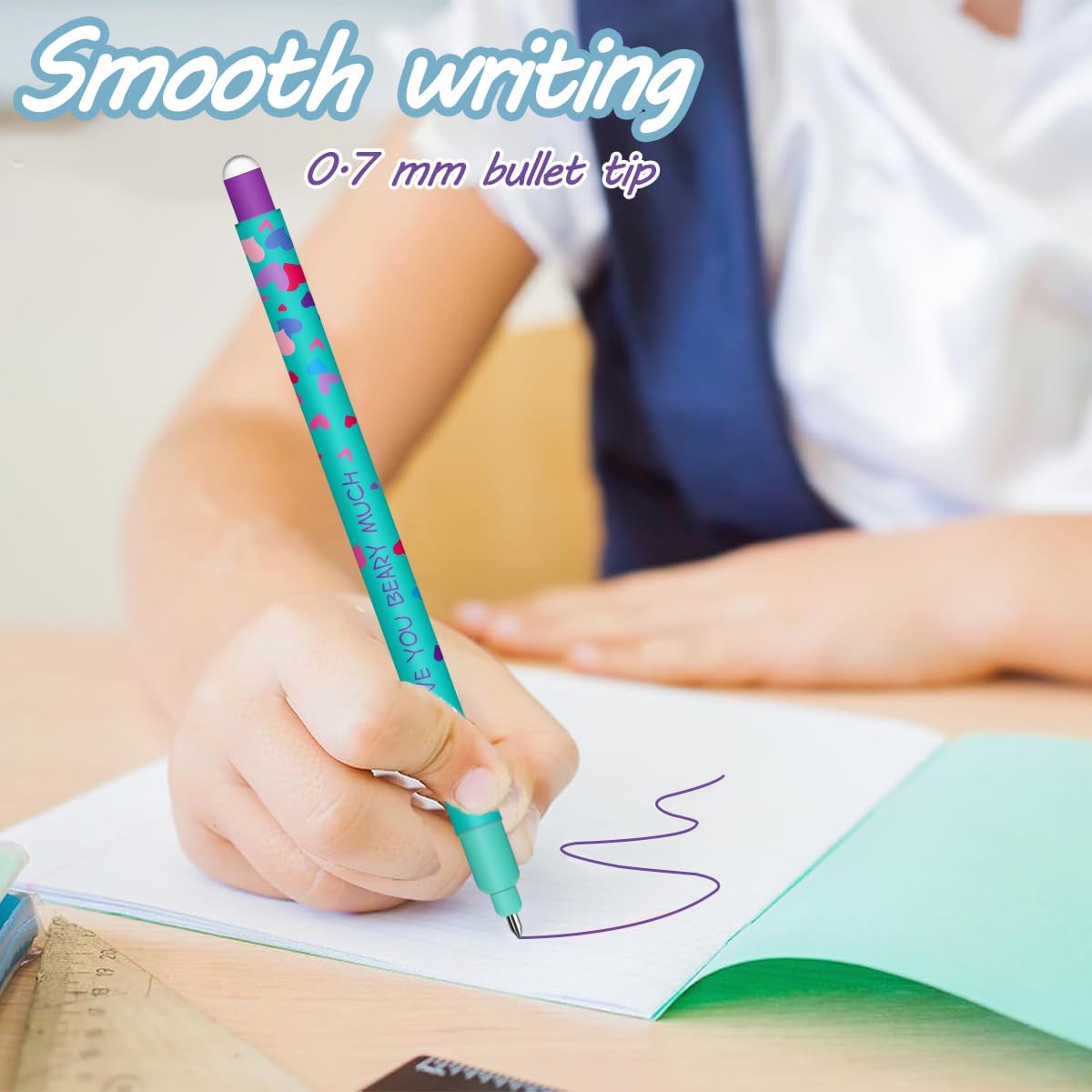 Set of Erasable Gel Pens - Christmas Erasable Gel Pens Ball on the End to Remove Ink, Thermosensitive, Tip Diameter 0.7 mm (Christmas 18 Erasable Pens-B) Christmas 18 Erasable Pens--B