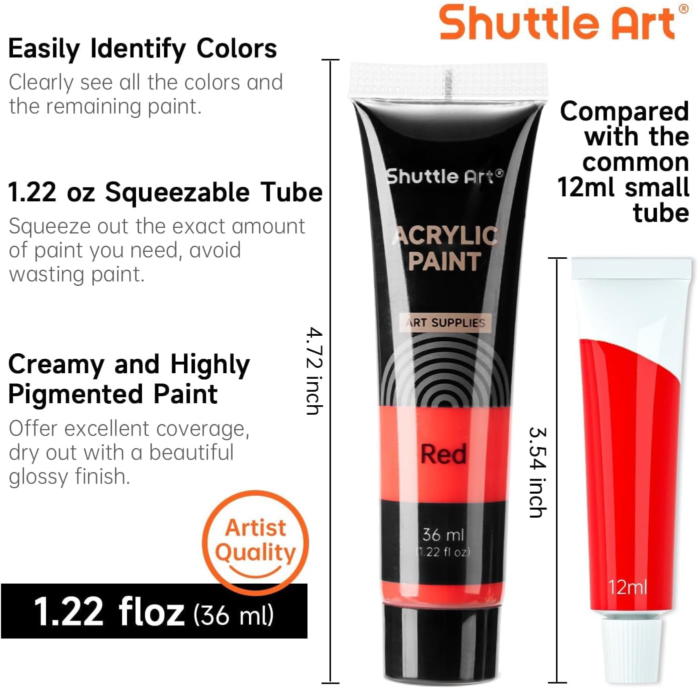 Shuttle Art Acrylic Paints for Painting, 30 Colors Paint Set (36 ml) with 3 Brushes, Acrylic Paint Set for Beginner Artists Children, Acrylic Paint Painting on Rocks Canvas Wood