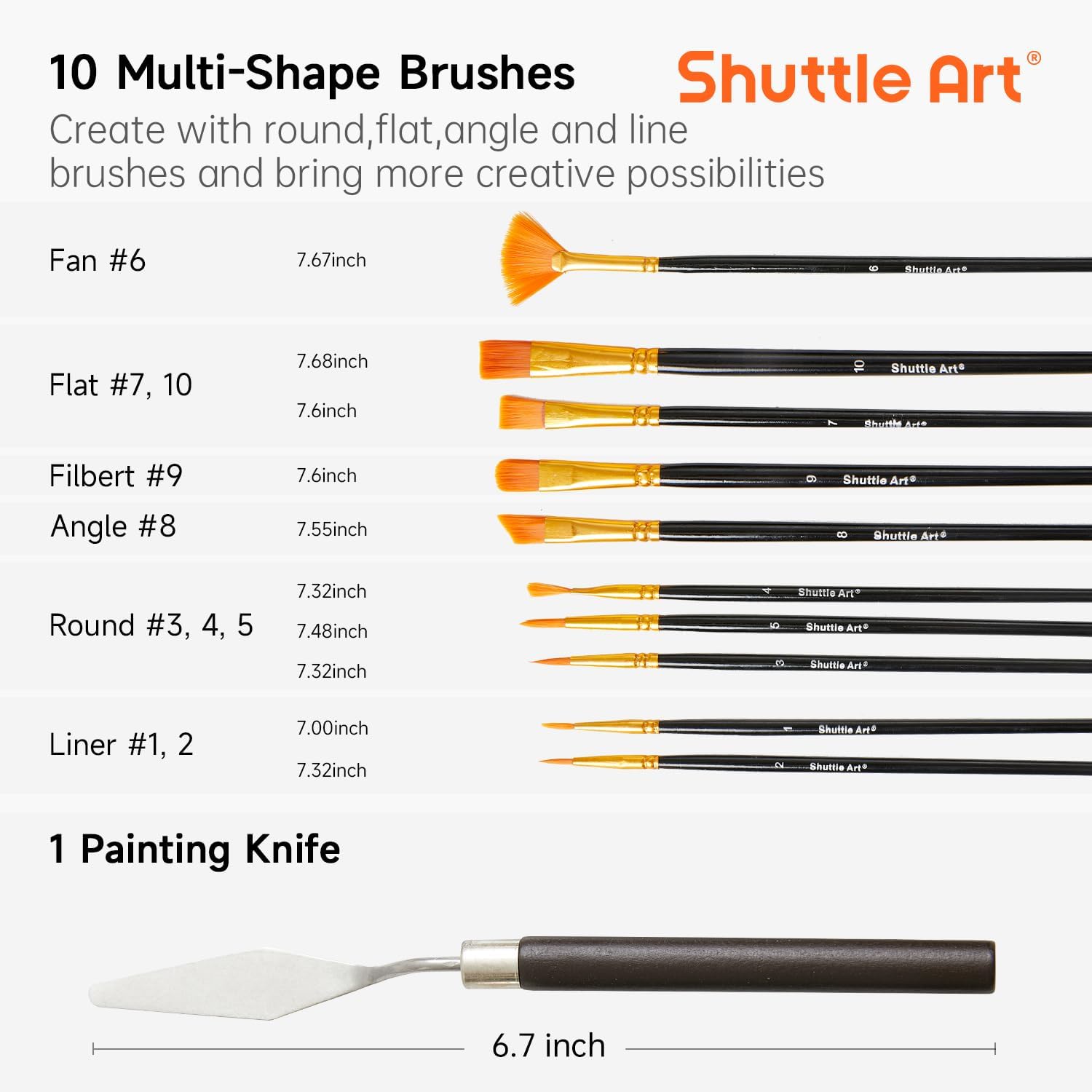 Shuttle Art Acrylic Paints for Painting 48 Pieces, 30 Colors Painting Set (36 ml) with 10 Brushes, Palette Knife, Sponge, Canvas, Palette, Acrylic Paint for Beginner Artists Kids, Non-Toxic Black