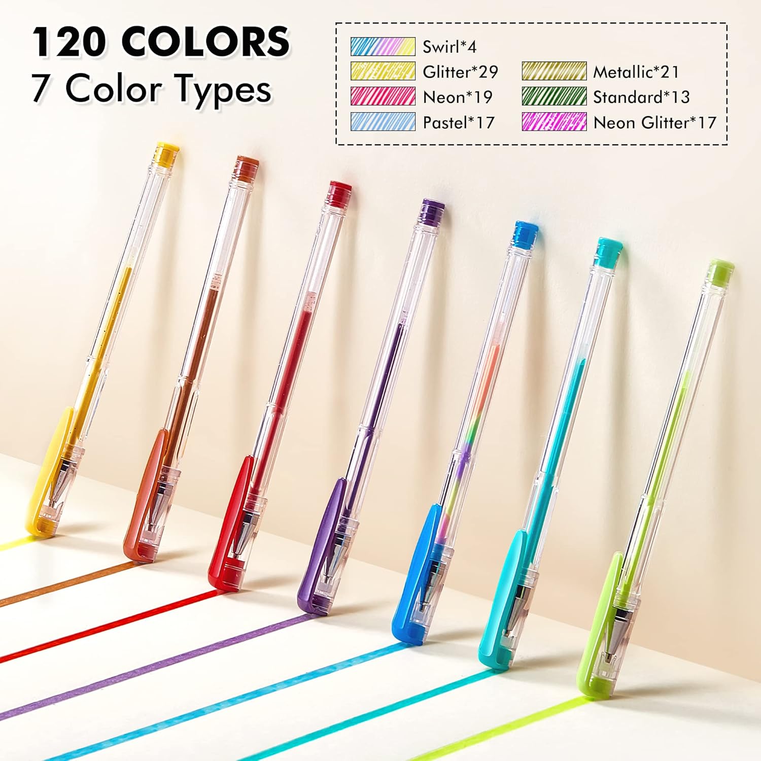 Shuttle Art - Set of gel pens for adults in 120 unique colors, all different from each other
