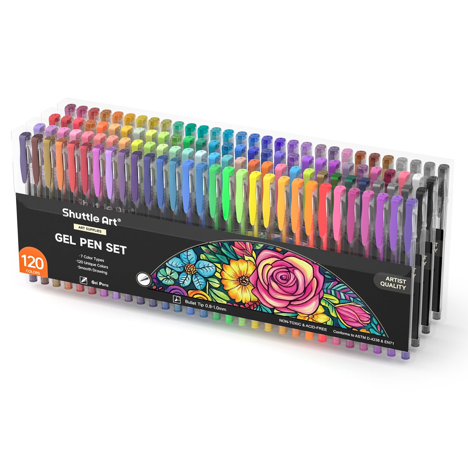 Shuttle Art - Set of gel pens for adults in 120 unique colors, all different from each other