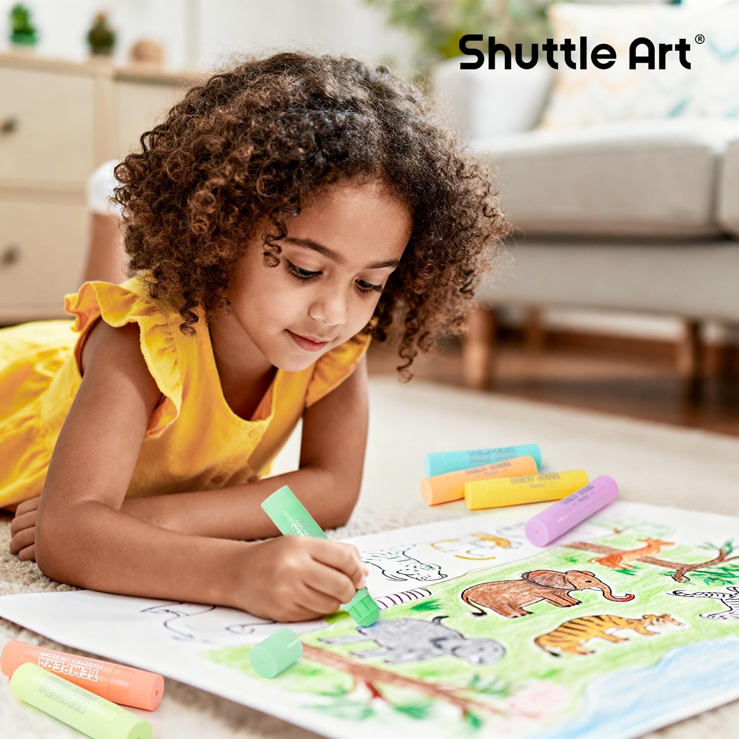 Shuttle Art Tempera Paint Sticks, 20 Pastel Colors, Solid Tempera Paint for Kids, Super Fast Drying, Works Great on Paper, Wood, Glass, Ceramic Canvas 20 Pastel Colors Tempera Paint Sticks