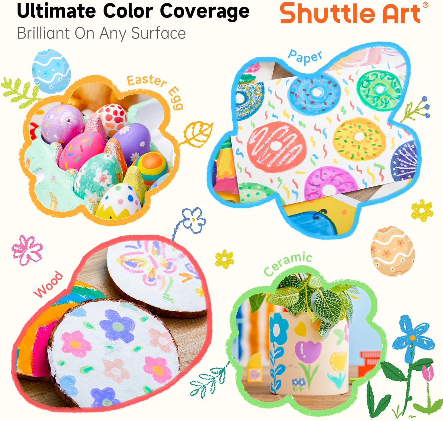 Shuttle Art Tempera Paint Sticks, 20 Pastel Colors, Solid Tempera Paint for Kids, Super Fast Drying, Works Great on Paper, Wood, Glass, Ceramic Canvas 20 Pastel Colors Tempera Paint Sticks