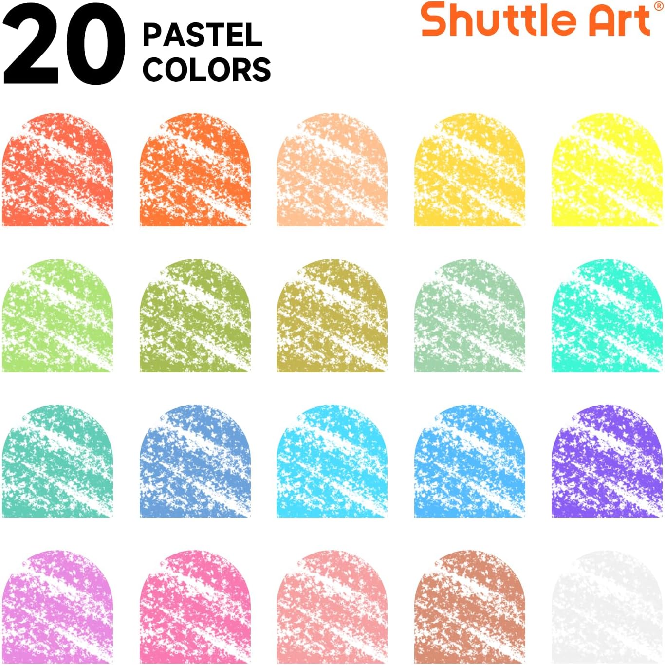 Shuttle Art Tempera Paint Sticks, 20 Pastel Colors, Solid Tempera Paint for Kids, Super Fast Drying, Works Great on Paper, Wood, Glass, Ceramic Canvas 20 Pastel Colors Tempera Paint Sticks