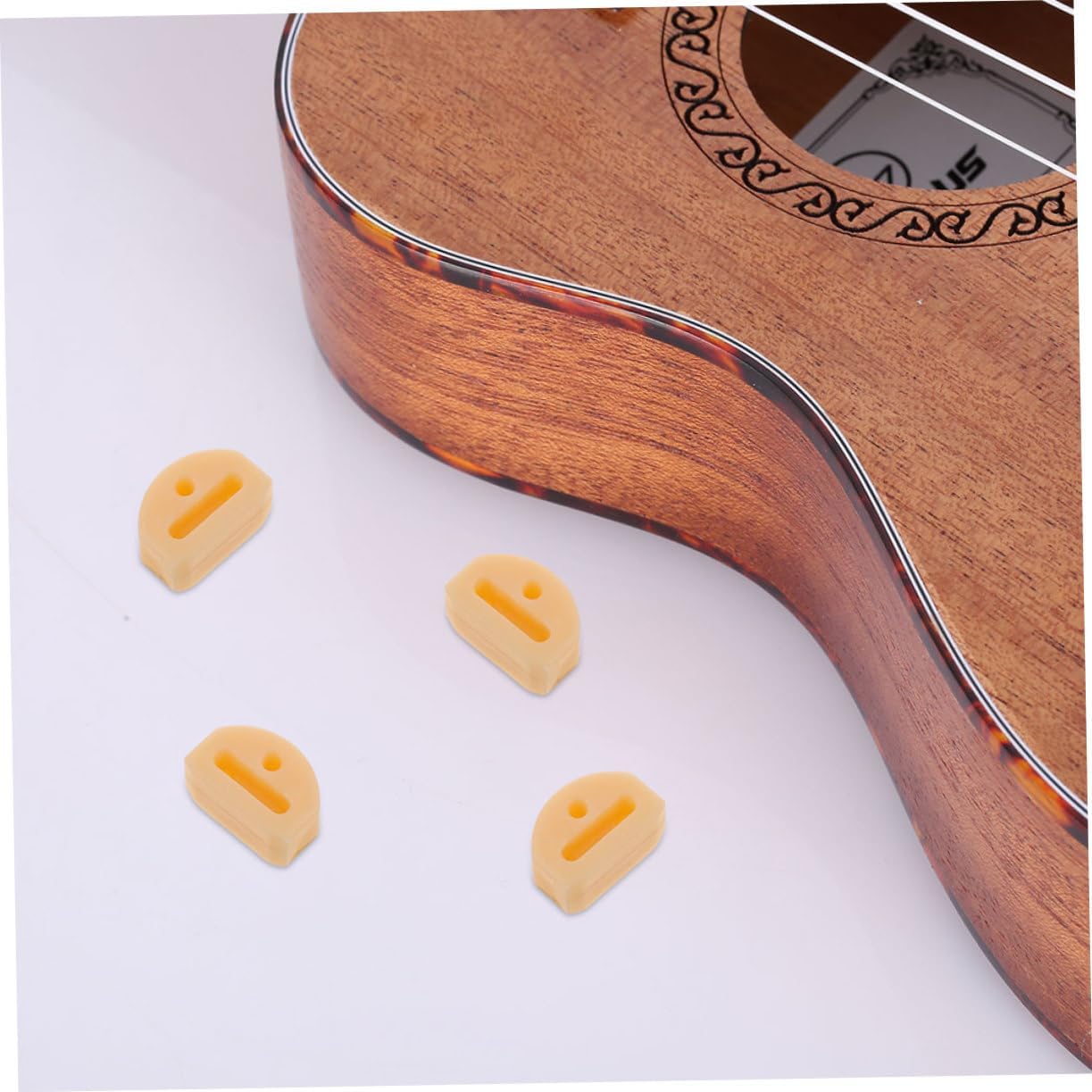 Sosoport 12 Pcs Plastic Guitar String Ties Beads Bridge 3 Hole Guitar Bridgebeads Guitar String Fissars for Guitar Acoustic Nylon Ukulele Beige