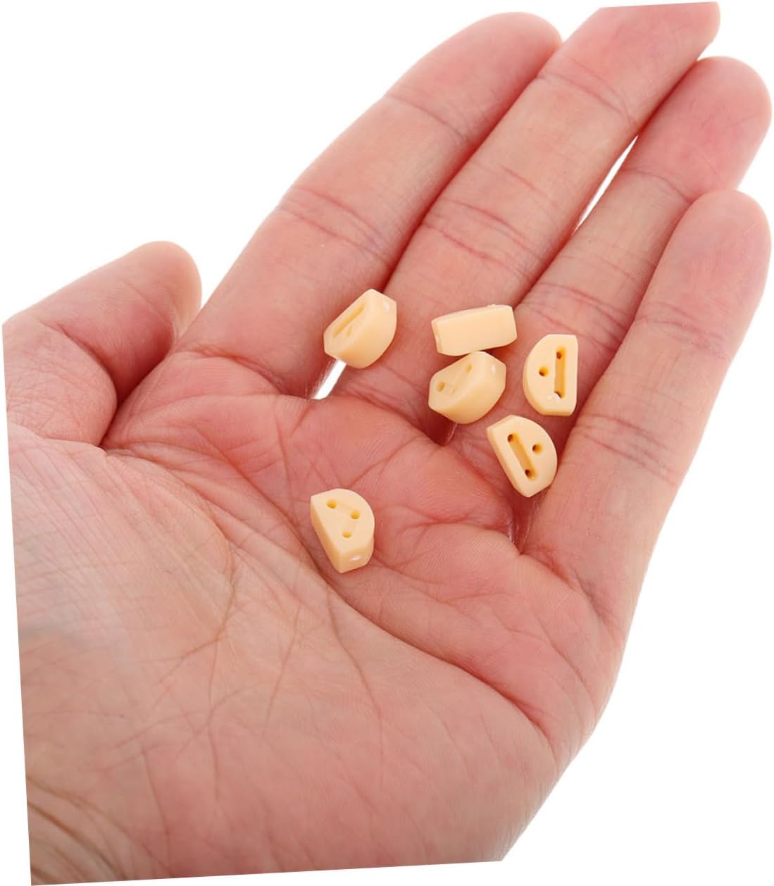 Sosoport 12 Pcs Plastic Guitar String Ties Beads Bridge 3 Hole Guitar Bridgebeads Guitar String Fissars for Guitar Acoustic Nylon Ukulele Beige