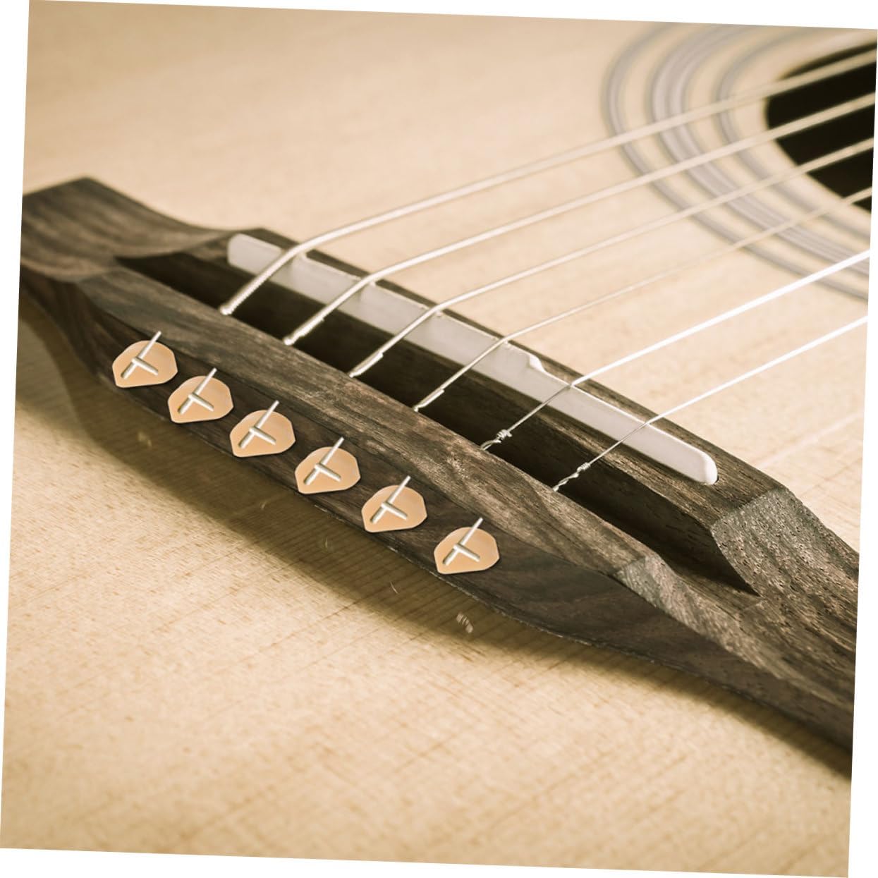 Sosoport 12 Pcs Plastic Guitar String Ties Beads Bridge 3 Hole Guitar Bridgebeads Guitar String Fissars for Guitar Acoustic Nylon Ukulele Beige