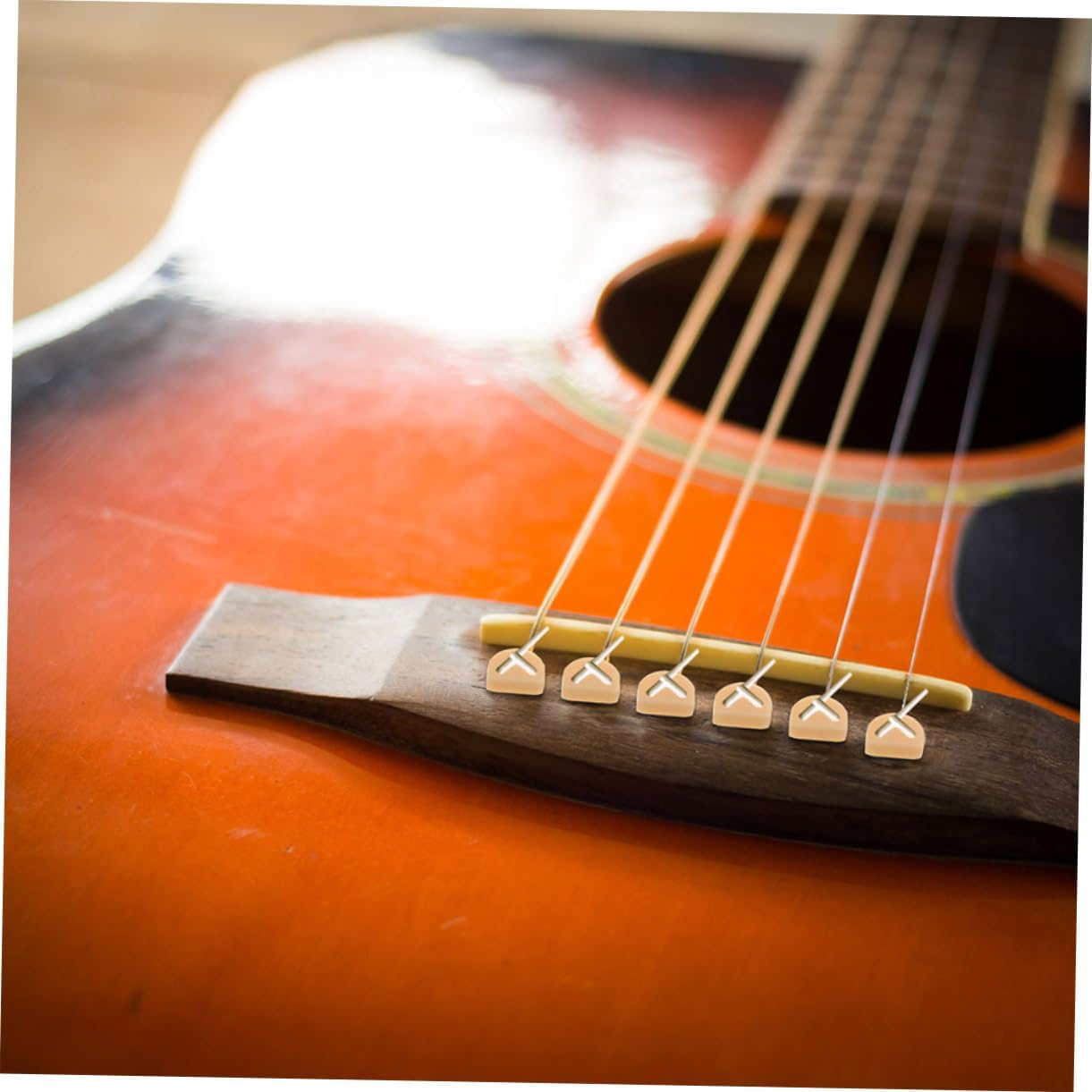 Sosoport 12 Pcs Plastic Guitar String Ties Beads Bridge 3 Hole Guitar Bridgebeads Guitar String Fissars for Guitar Acoustic Nylon Ukulele Beige