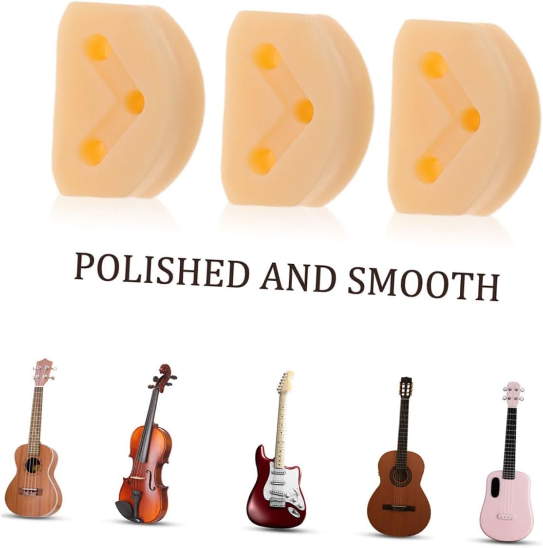 Sosoport 12 Pcs Plastic Guitar String Ties Beads Bridge 3 Hole Guitar Bridgebeads Guitar String Fissars for Guitar Acoustic Nylon Ukulele Beige